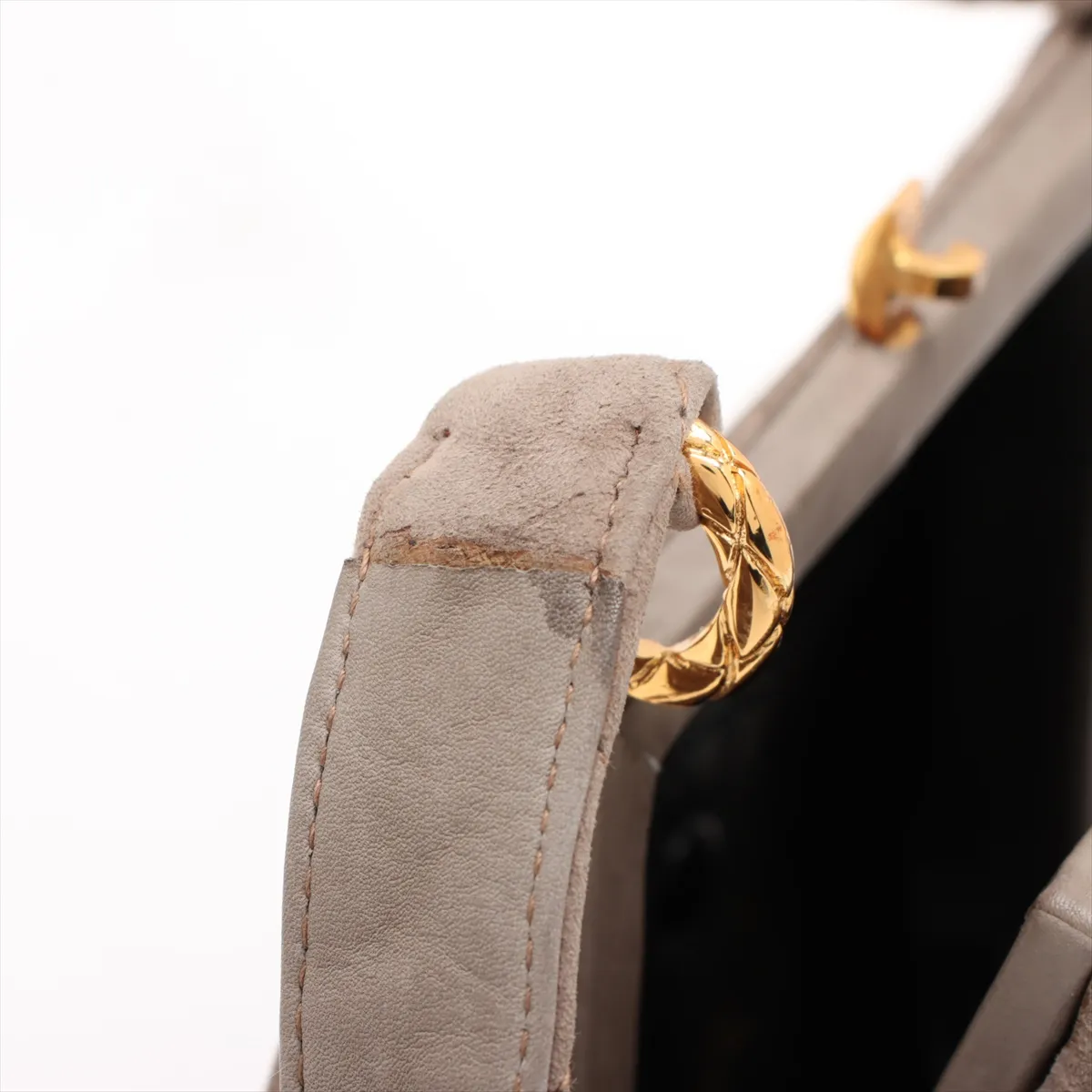 Matelasse suede shoulder bag brown gold hardware — view 10