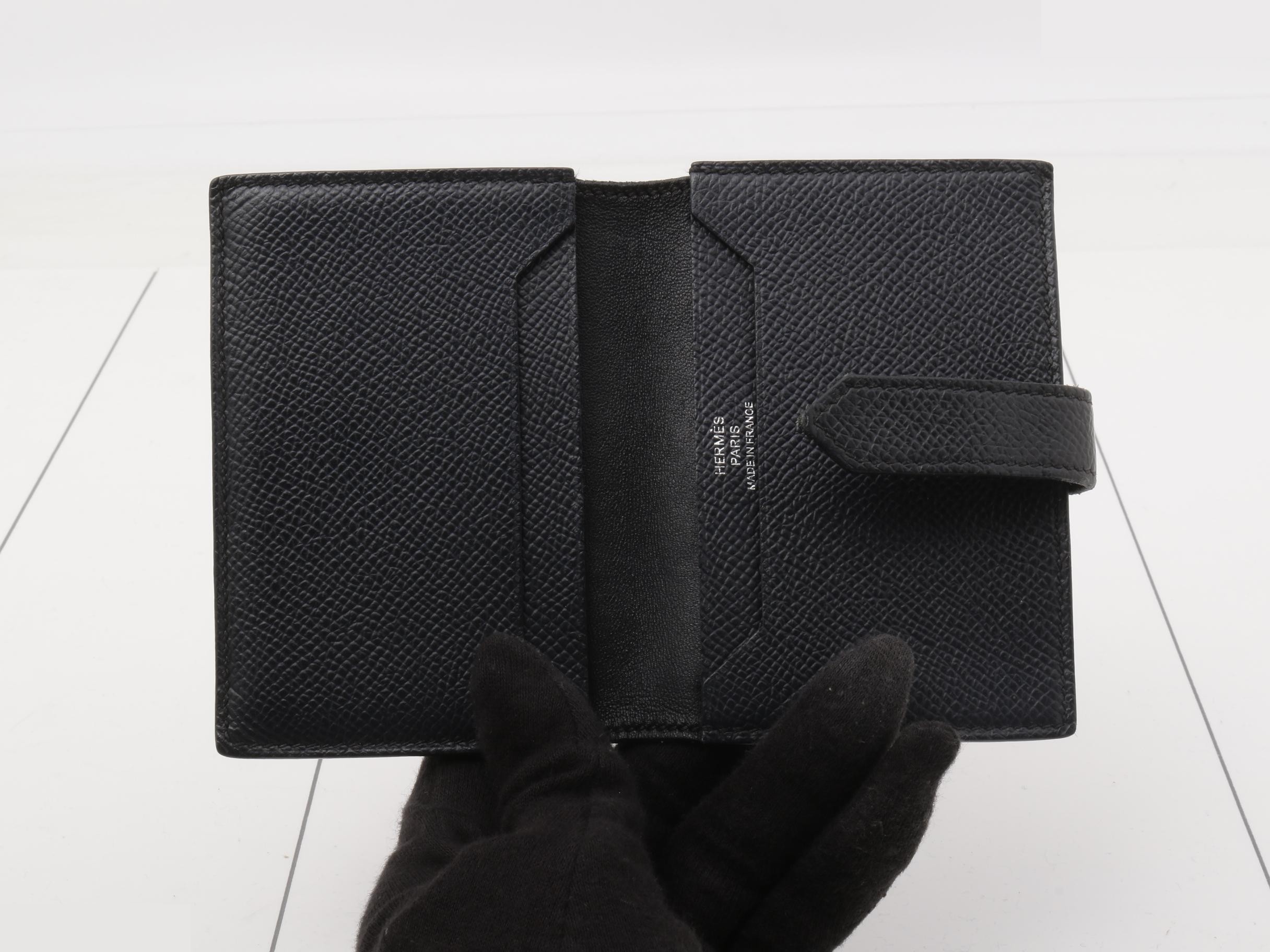 Card case, indigo blue, Epsom leather, Y stamp, silver hardware. — view 4