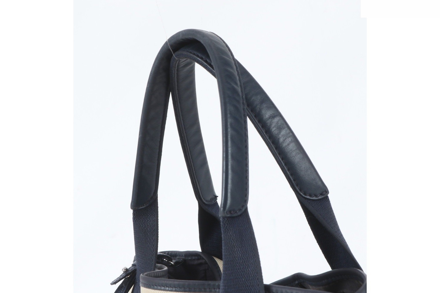 Navy Cabas S Leather Tote Bag with Pouch — view 2