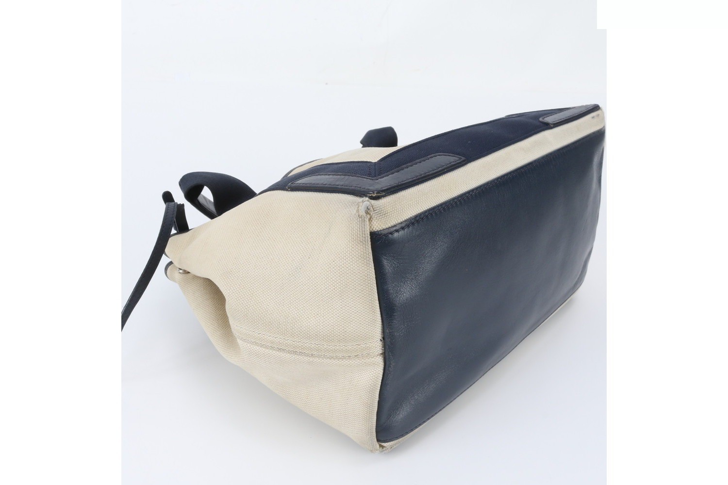 Navy Cabas S Leather Tote Bag with Pouch — view 4