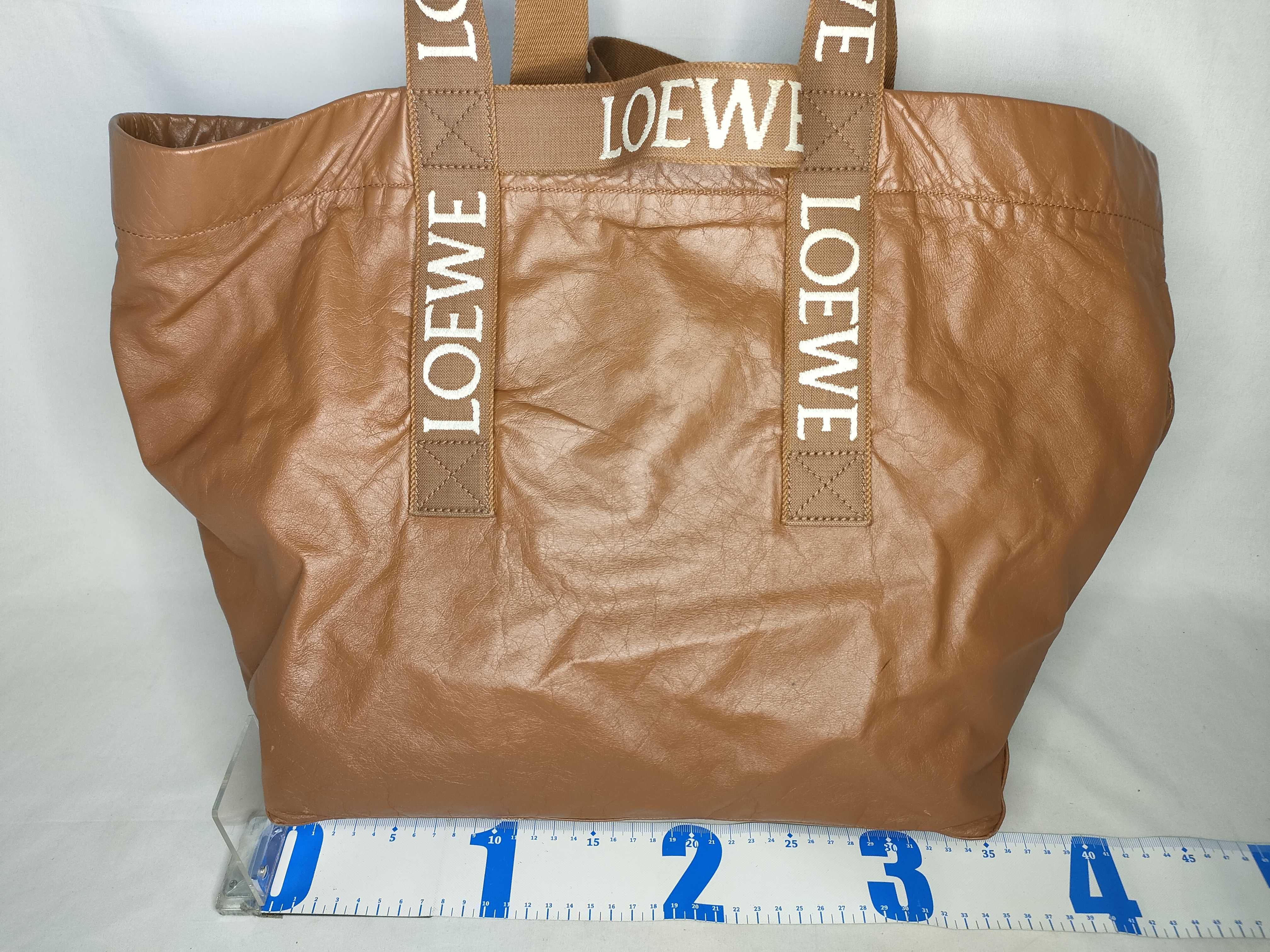 Fold Shopper Leather Tote Bag, Brown Tote Bag — view 2