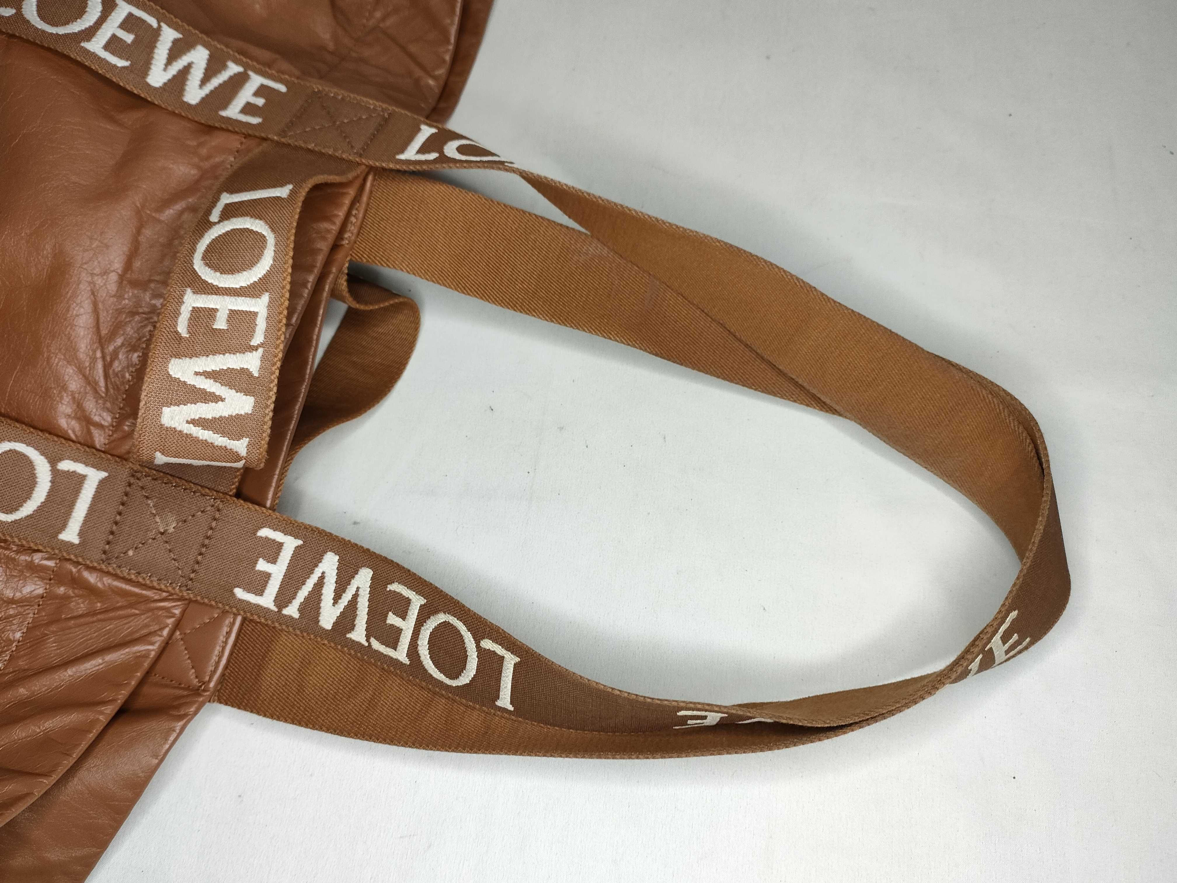 Fold Shopper Leather Tote Bag, Brown Tote Bag — view 3