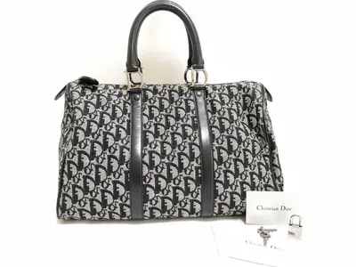 Trotter Christian Dior Trotter Canvas x Leather Handbag Black Handbag