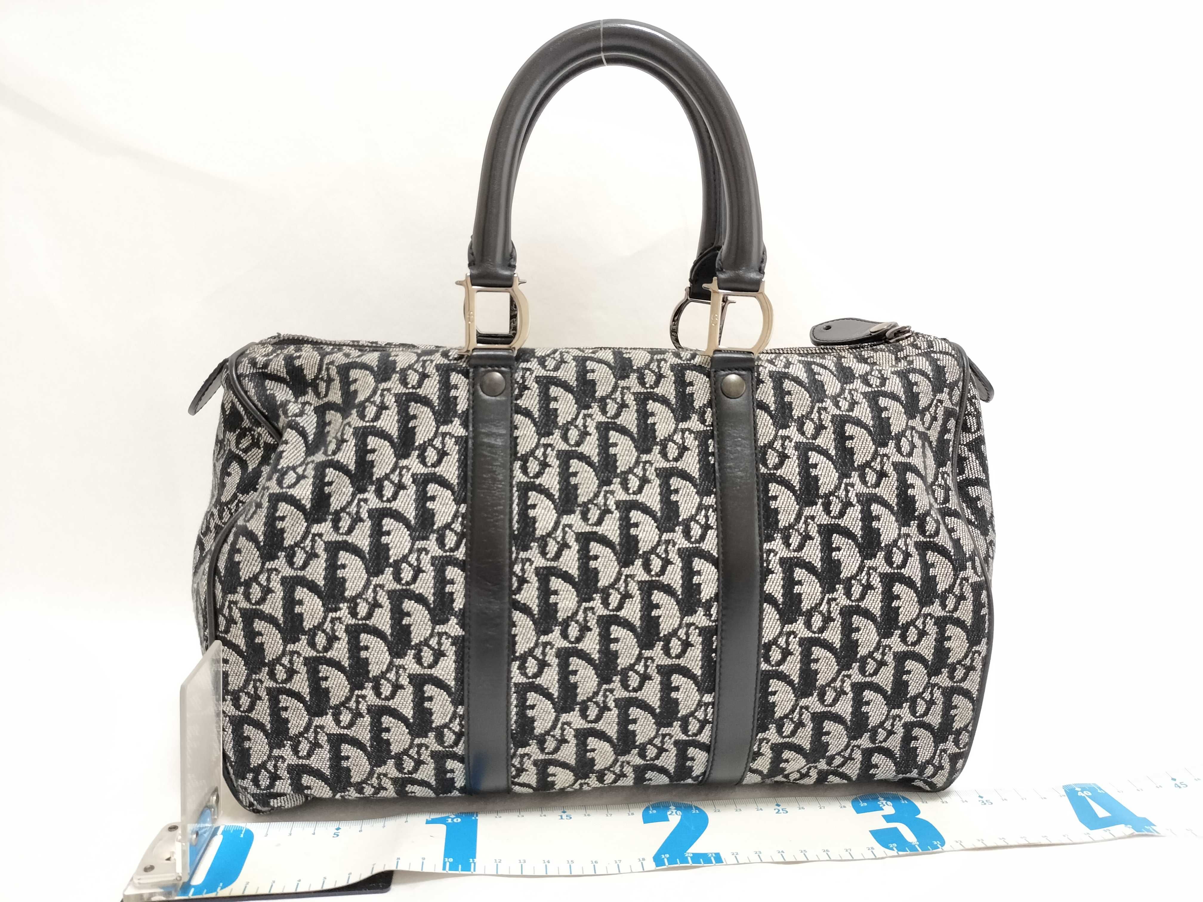 Trotter Christian Dior Trotter Canvas x Leather Handbag Black Handbag — view 2