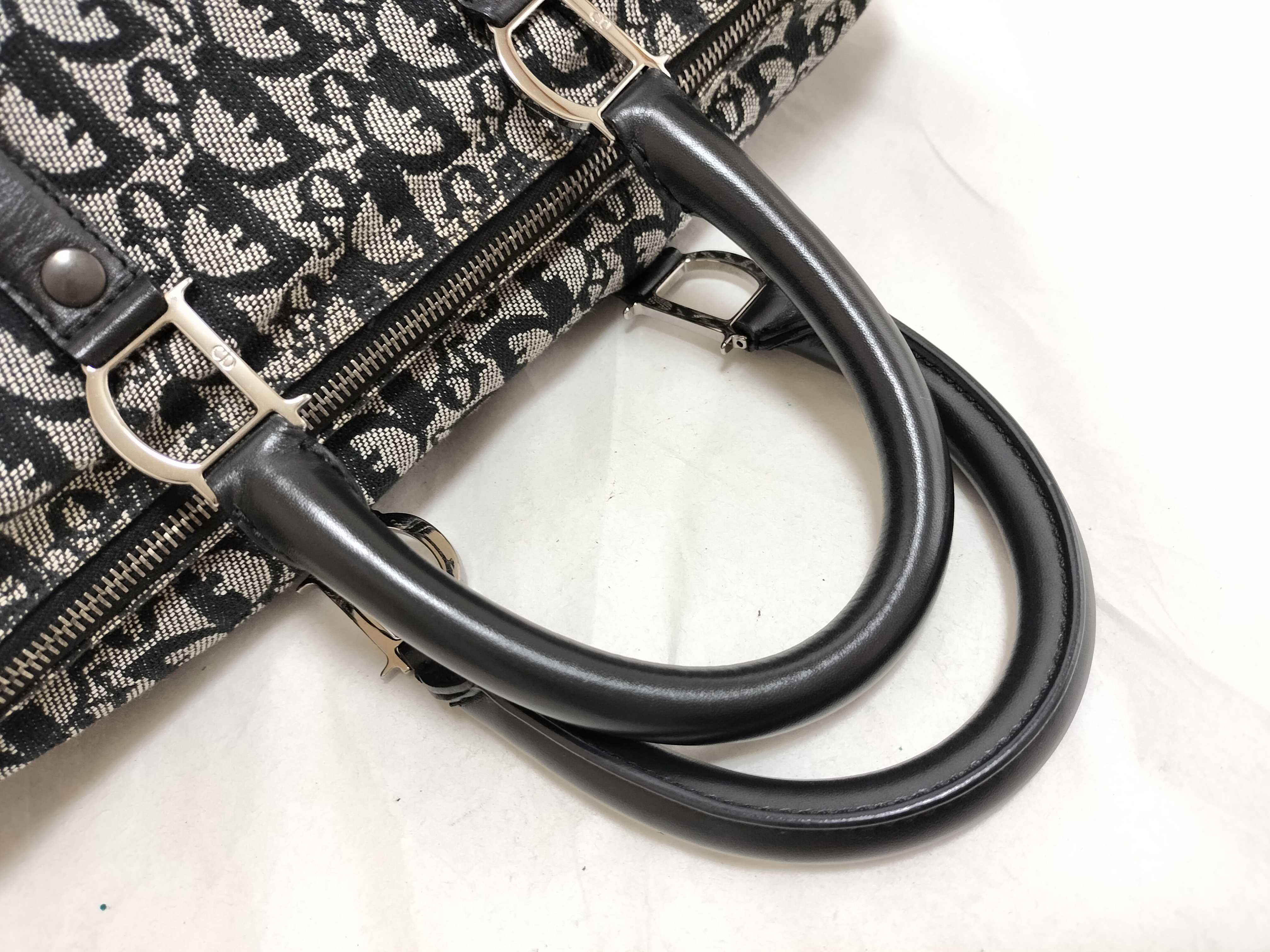 Trotter Christian Dior Trotter Canvas x Leather Handbag Black Handbag — view 3