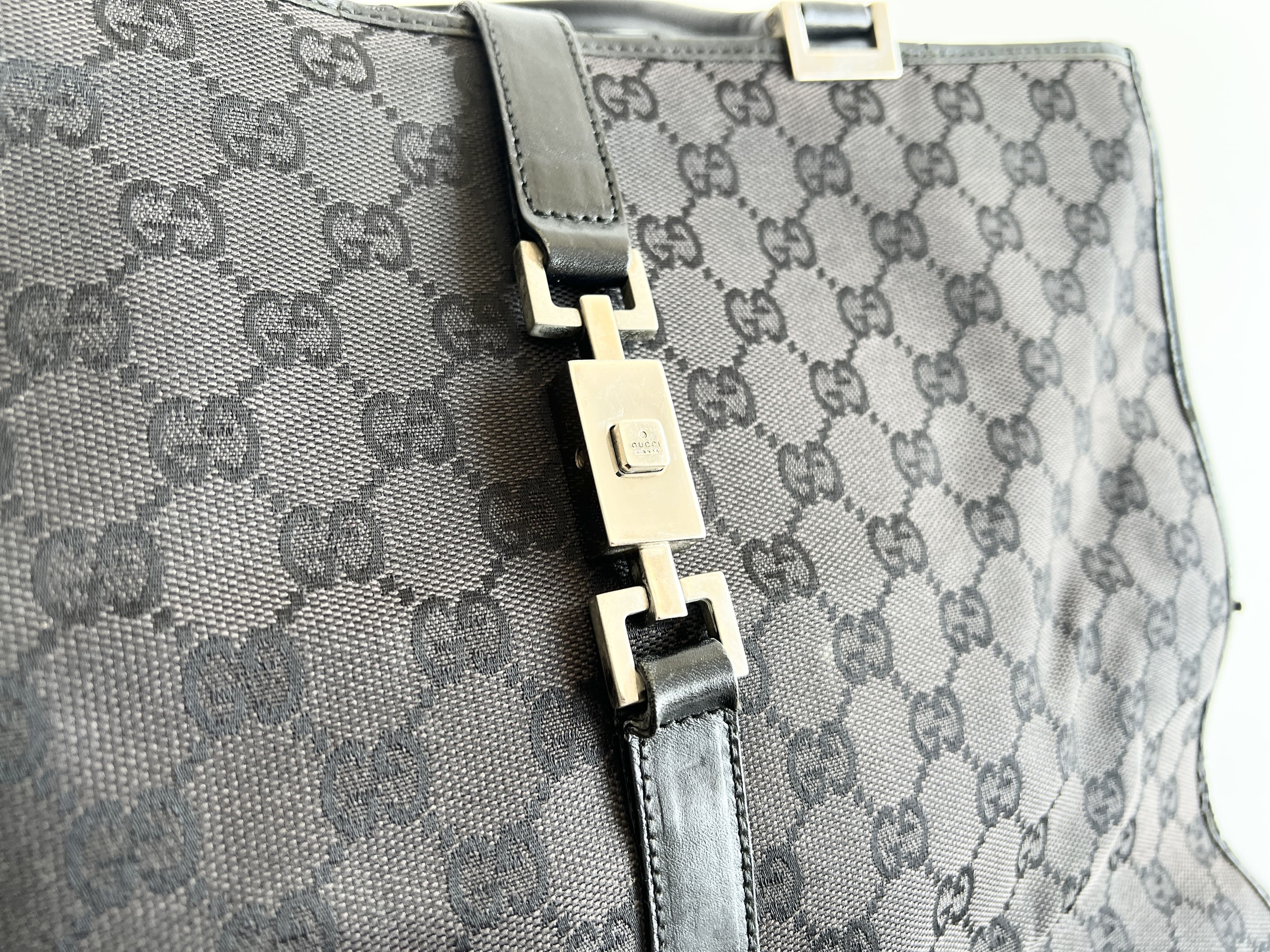 Jackie GG Leather Canvas Handbag Tote Bag — view 3