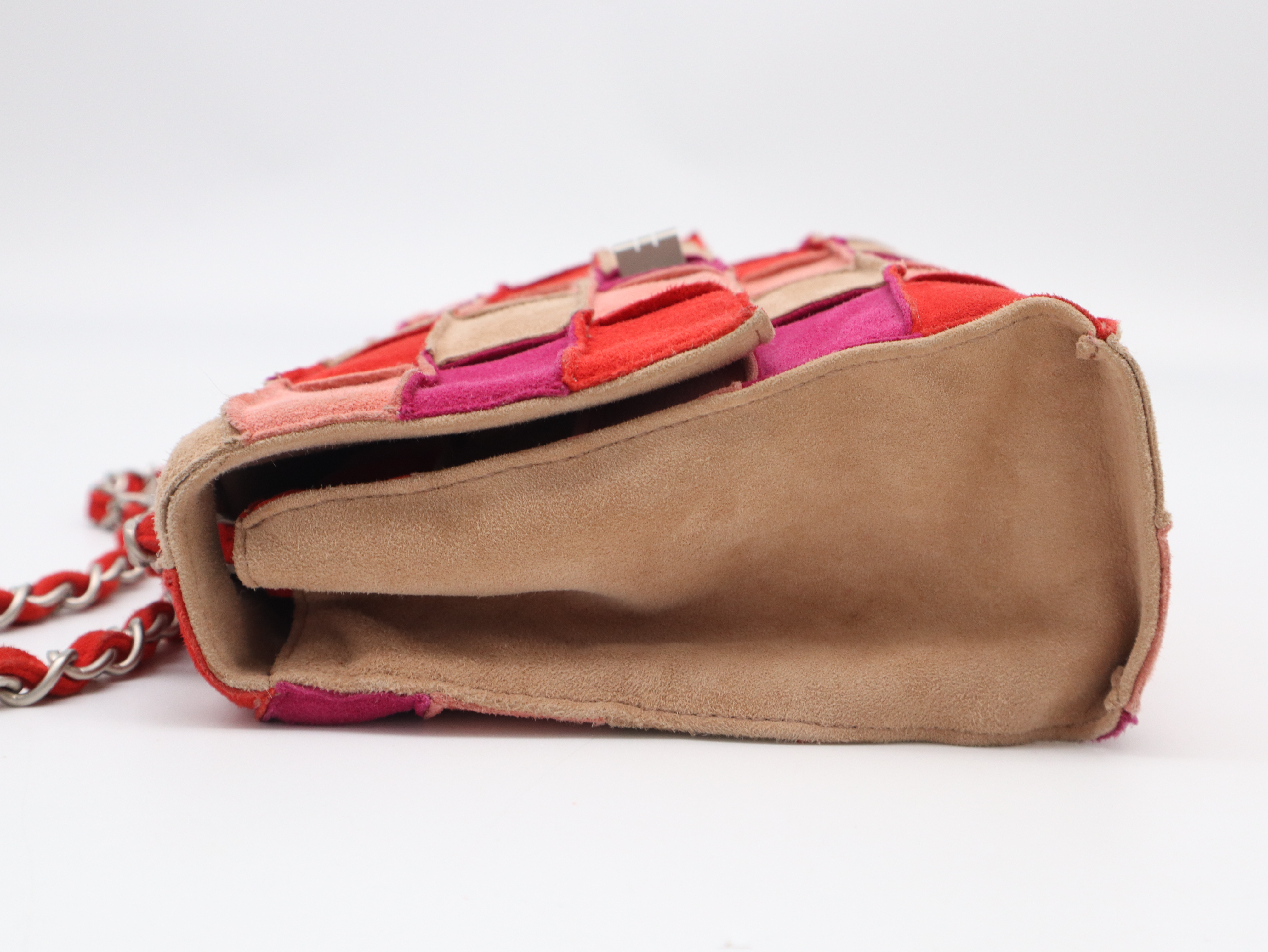 2.55 Patchwork Suede Shoulder Bag, Silver Hardware, Seal, Card, 5806007, with Guarantee Card and Dust Bag. — view 3