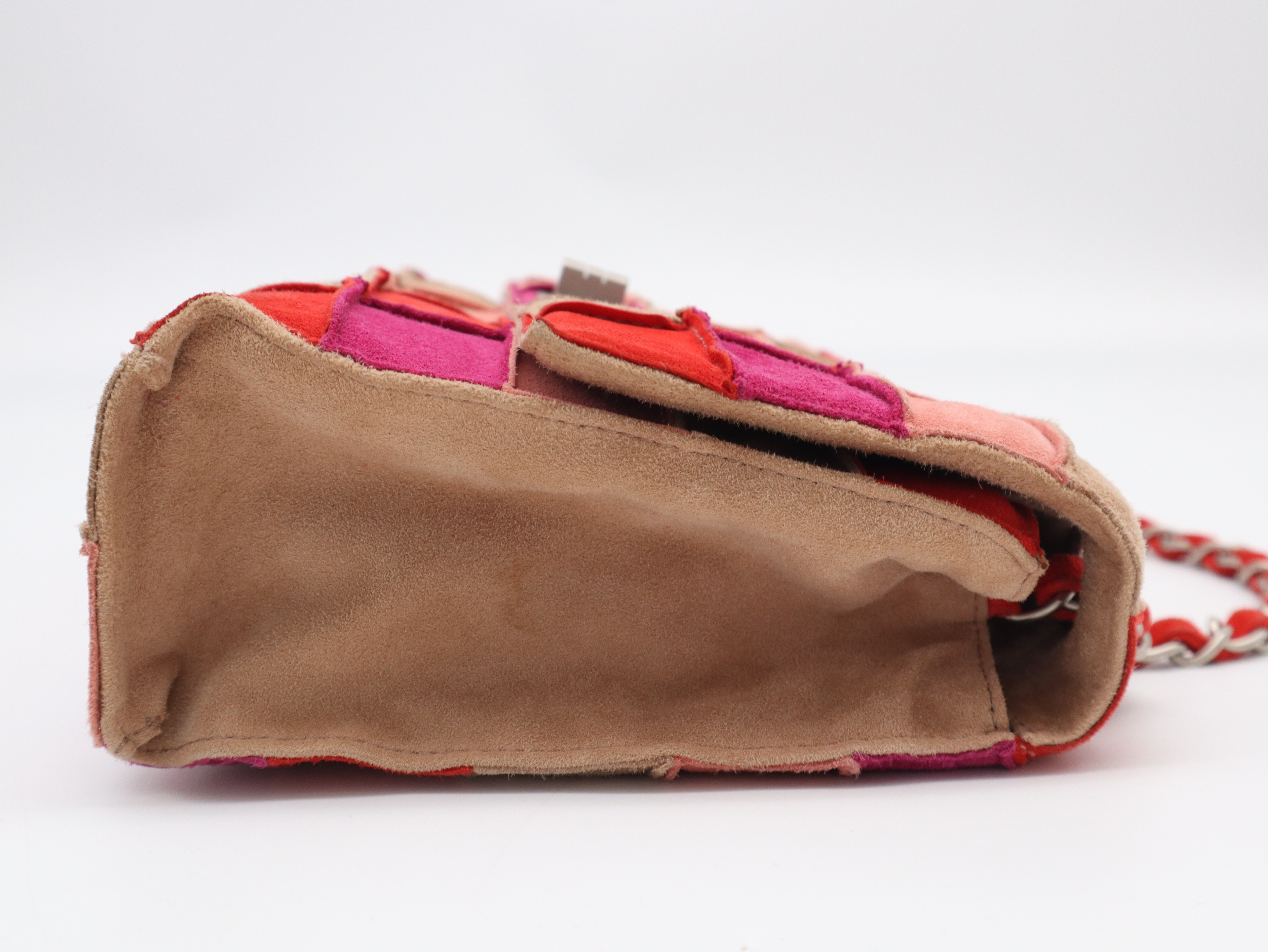 2.55 Patchwork Suede Shoulder Bag, Silver Hardware, Seal, Card, 5806007, with Guarantee Card and Dust Bag. — view 4