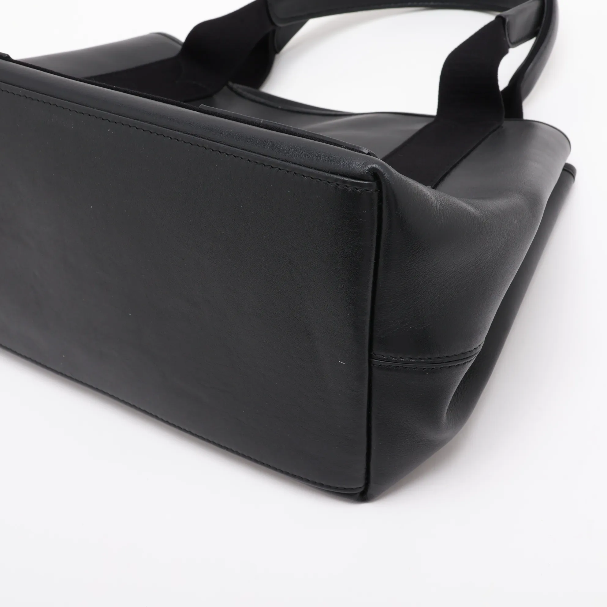 Navy Cabas Leather Handbag, Black, 339933 — view 3