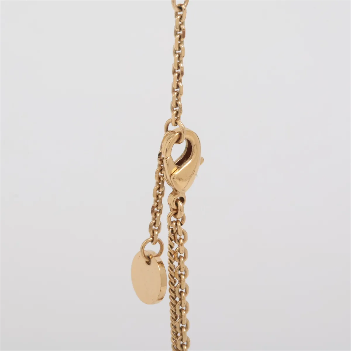Petit CD necklace, gold plated with rhinestones. Shows wear, tarnishing, — view 3
