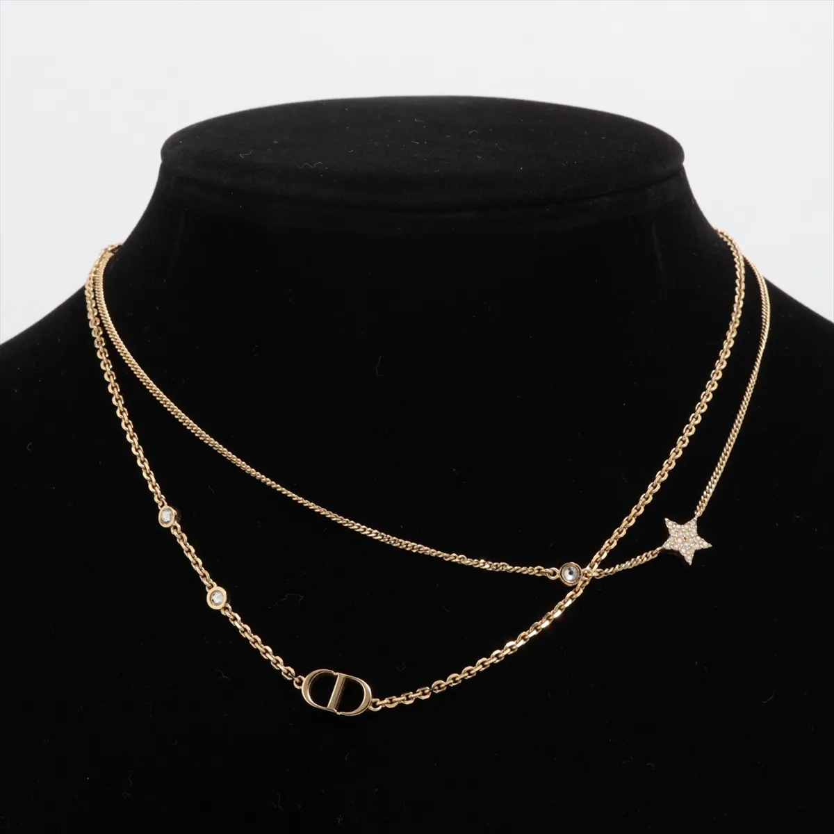 Petit CD necklace, gold plated with rhinestones. Shows wear, tarnishing, — view 5