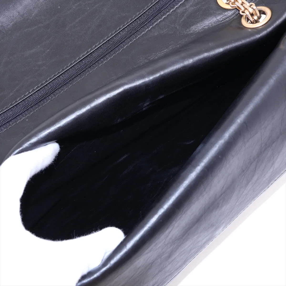 Matelassé 2.55 Maxi Vintage Calf Double Flap Double Chain Bag, Black with Gold Hardware, A37590 — view 11