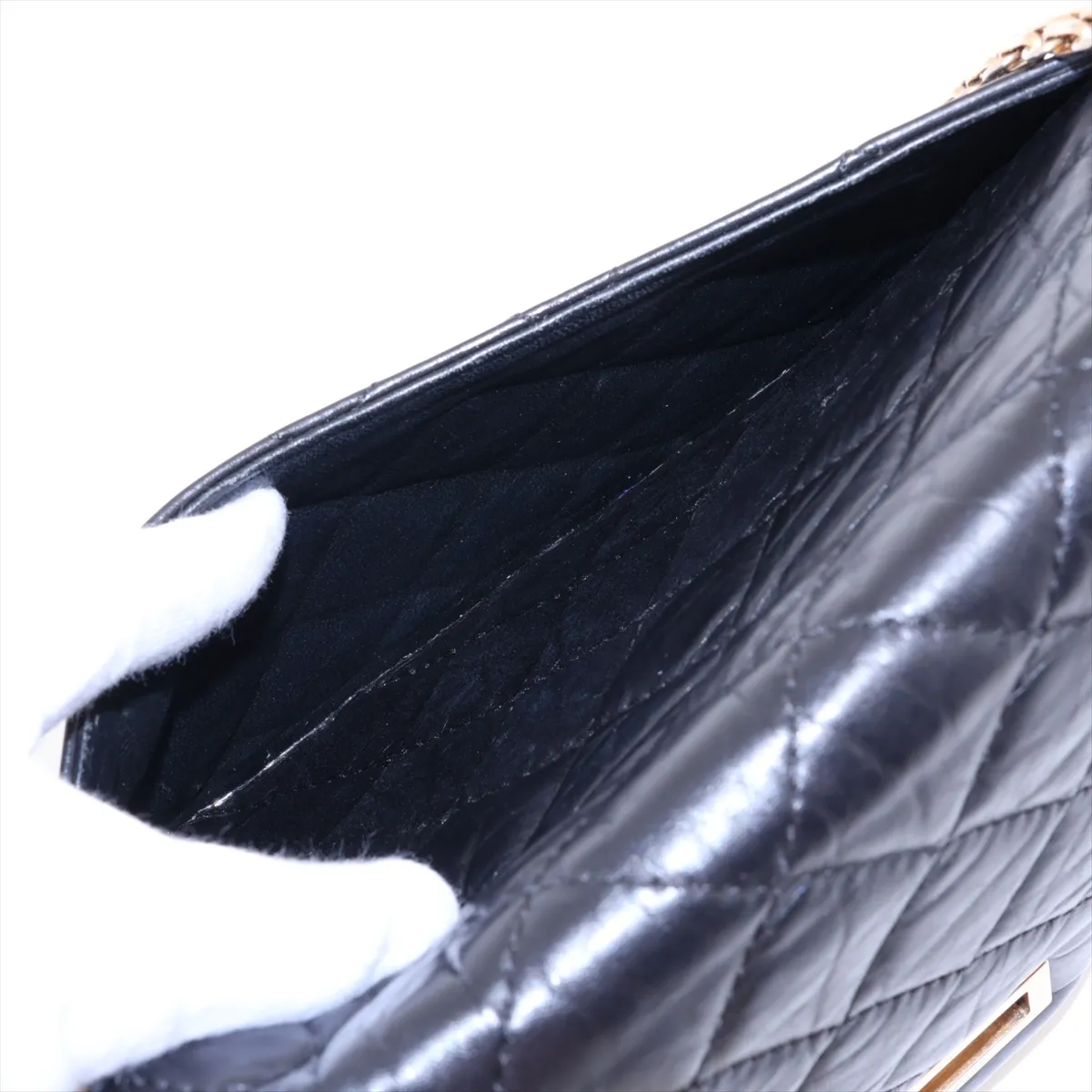 Matelassé 2.55 Maxi Vintage Calf Double Flap Double Chain Bag, Black with Gold Hardware, A37590 — view 12