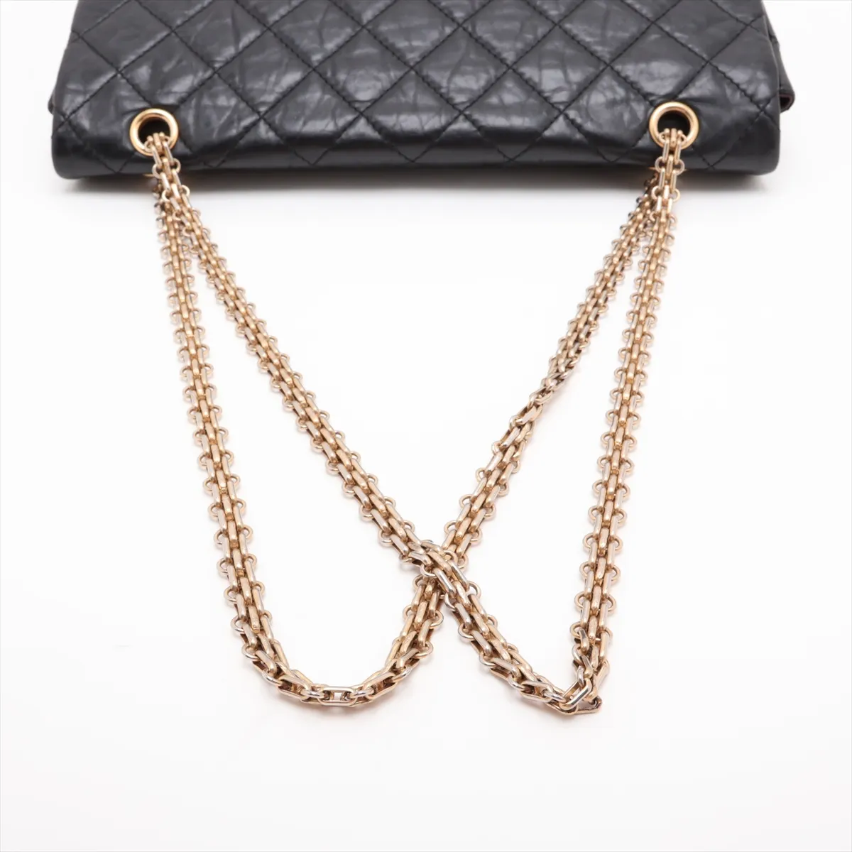 Matelassé 2.55 Maxi Vintage Calf Double Flap Double Chain Bag, Black with Gold Hardware, A37590 — view 5
