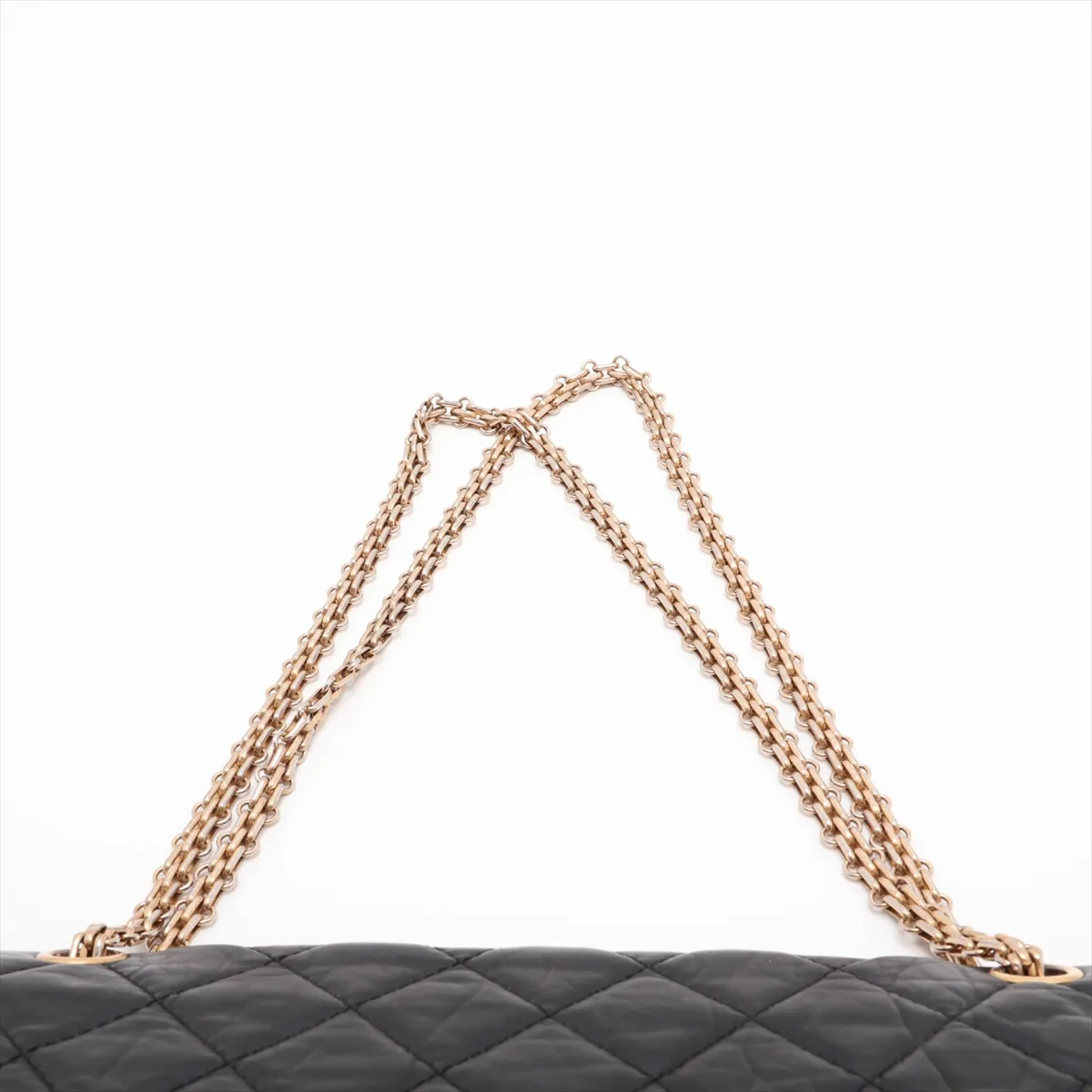 Matelassé 2.55 Maxi Vintage Calf Double Flap Double Chain Bag, Black with Gold Hardware, A37590 — view 6