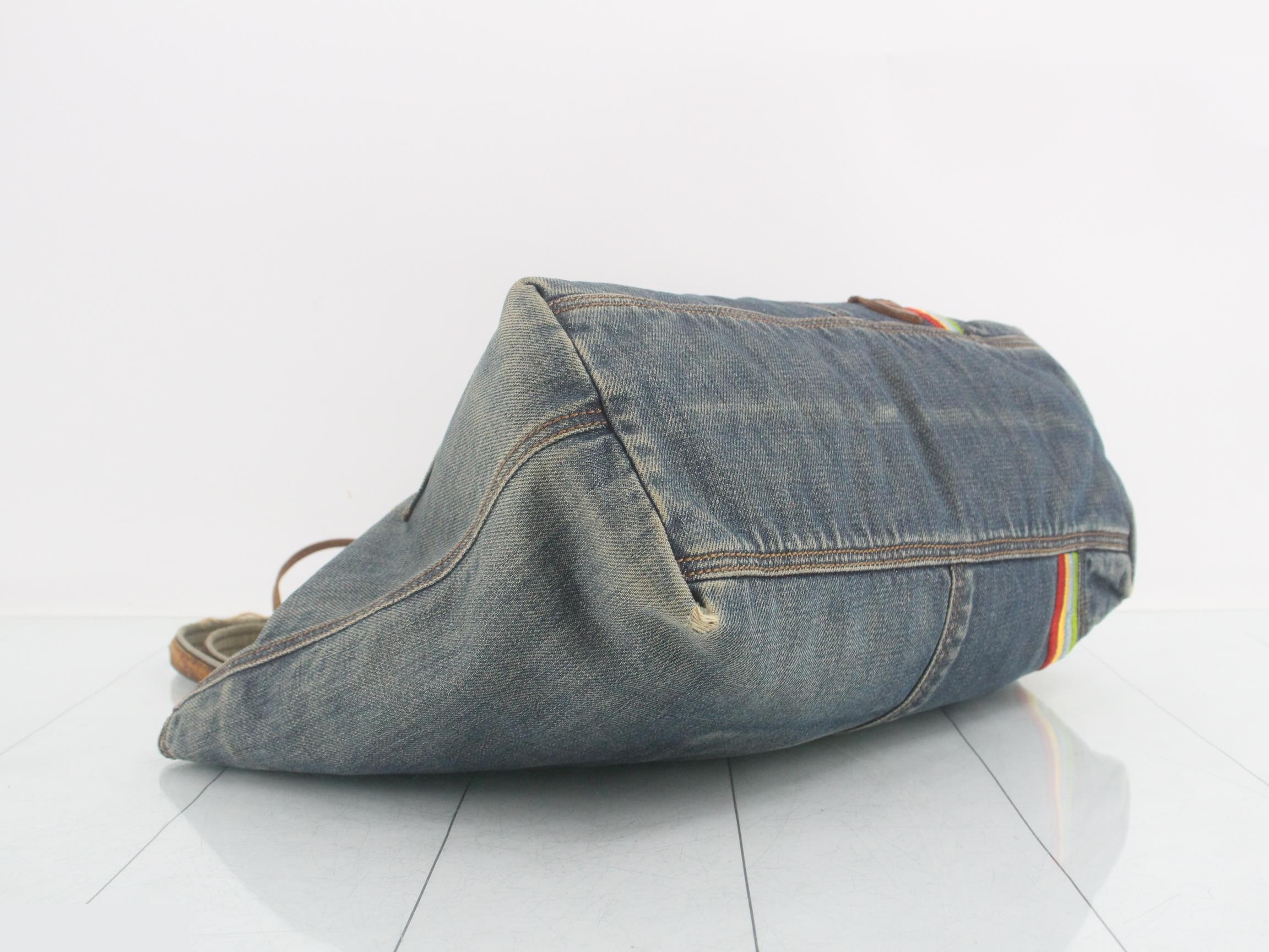 Denim patch embroidery shoulder bag — view 5
