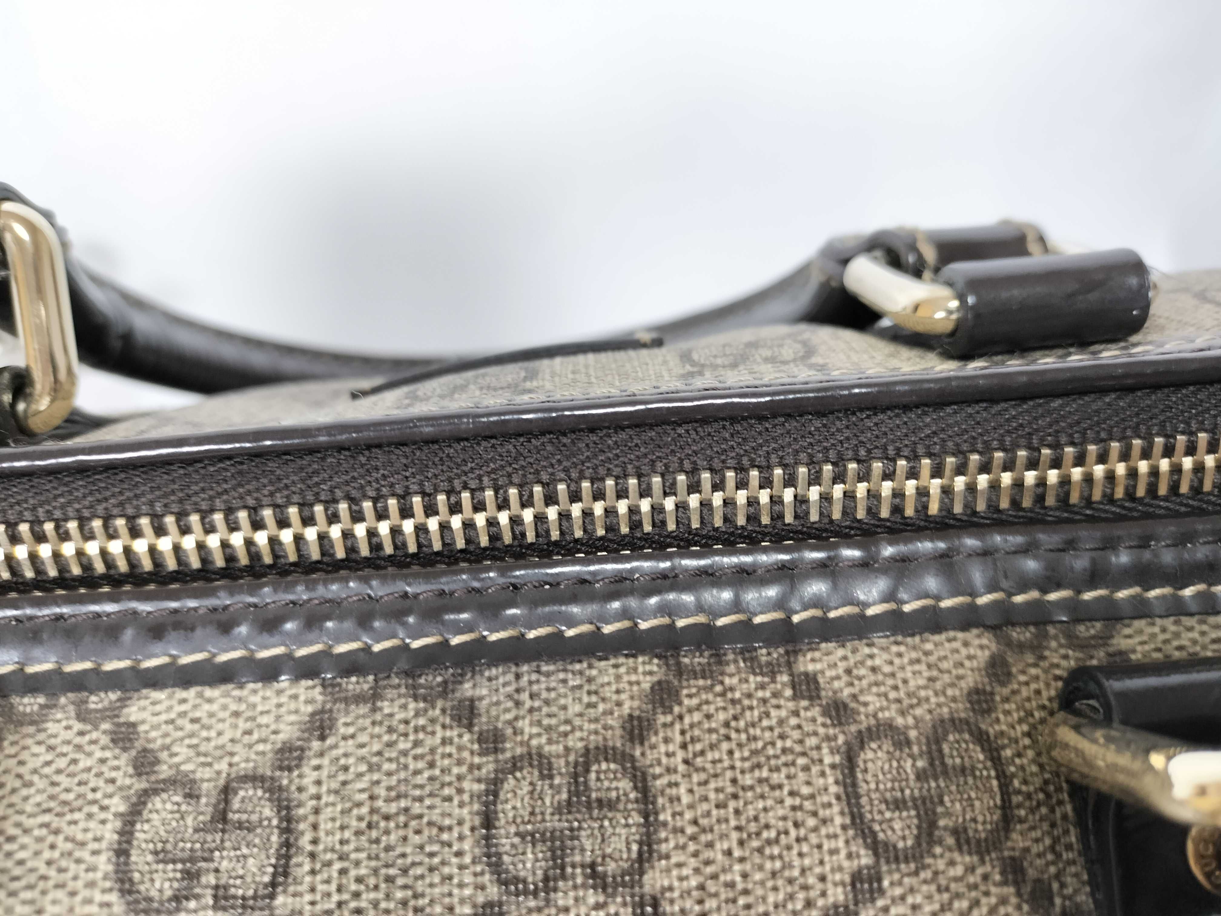 GG Logo PVC Leather Trimming Boston Tote Bag — view 8