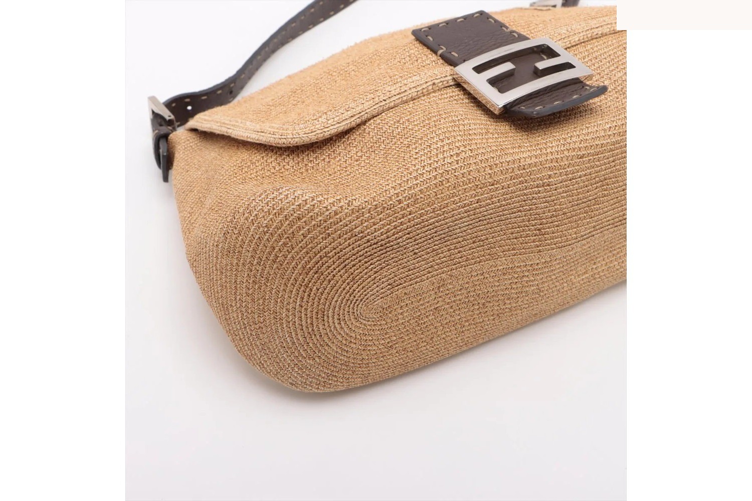 Selleria Mamma Baguette Leather Raffia Shoulder Bag — view 4
