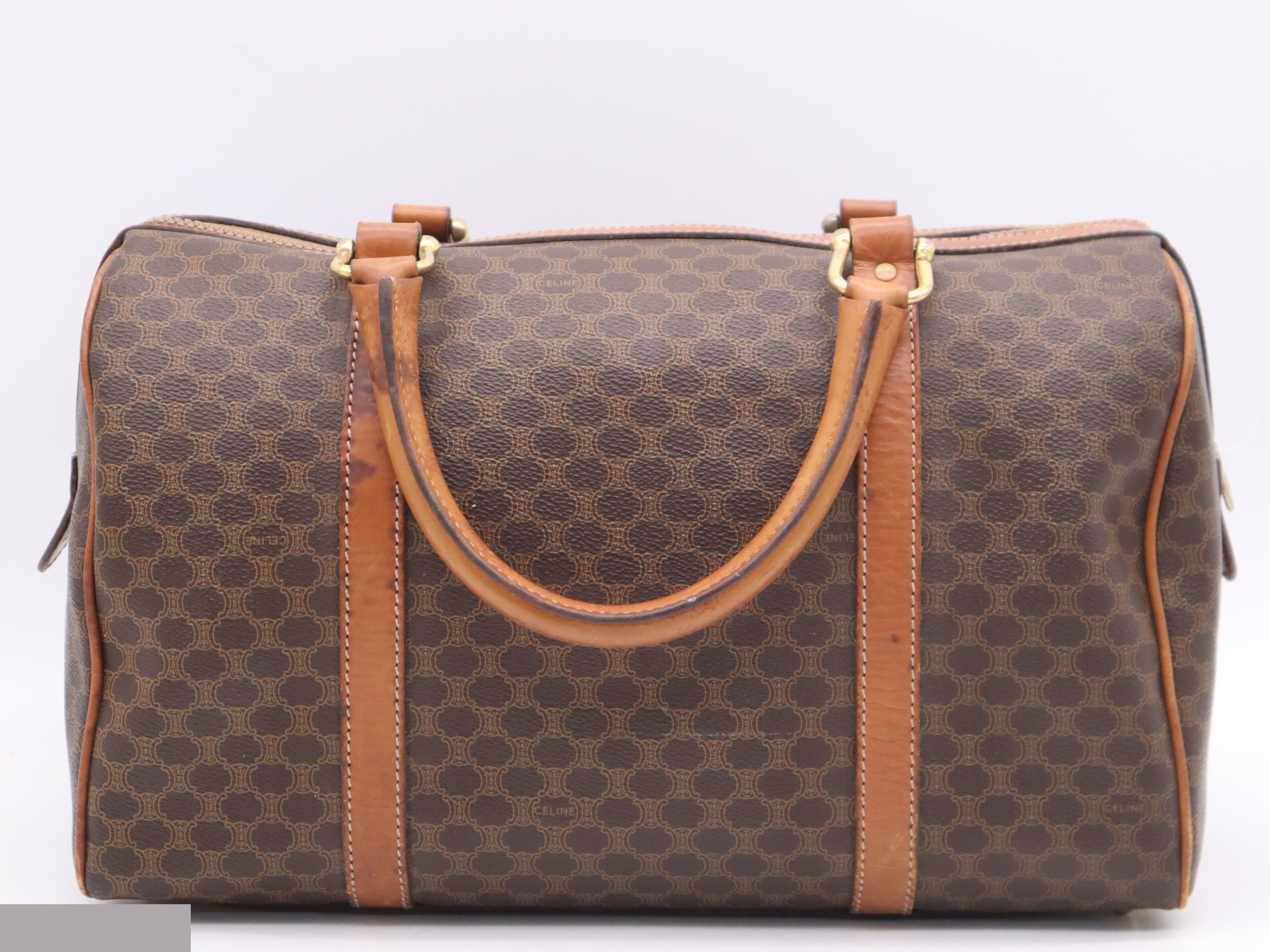 PVC/Leather Boston Bag, Macadam Pattern, Brown — view 2