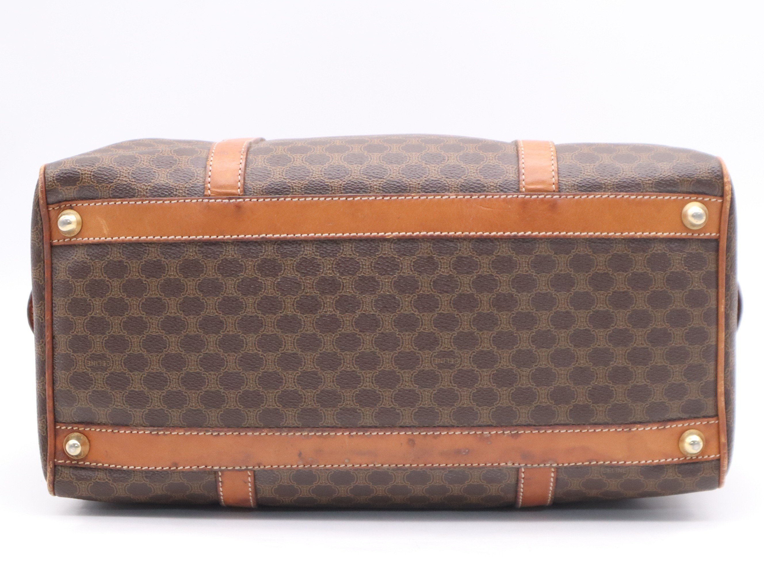 PVC/Leather Boston Bag, Macadam Pattern, Brown — view 4