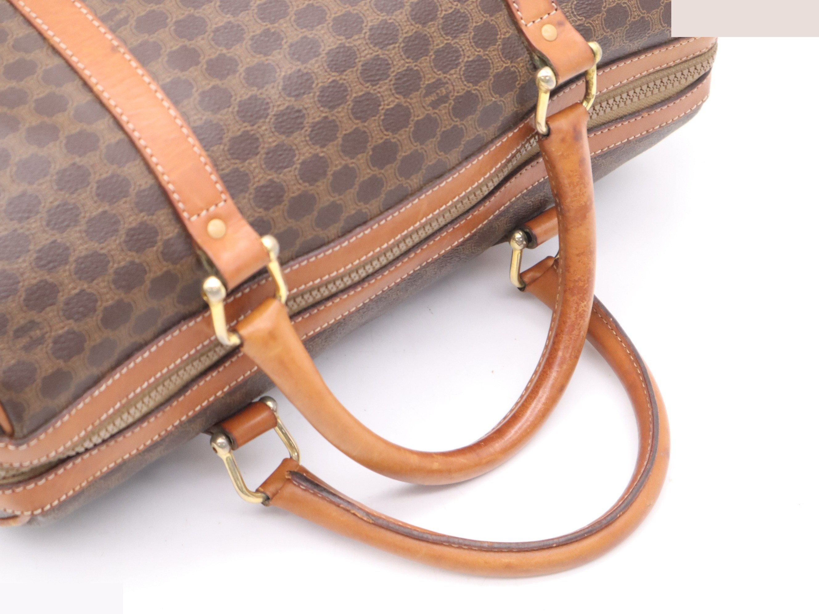 PVC/Leather Boston Bag, Macadam Pattern, Brown — view 6