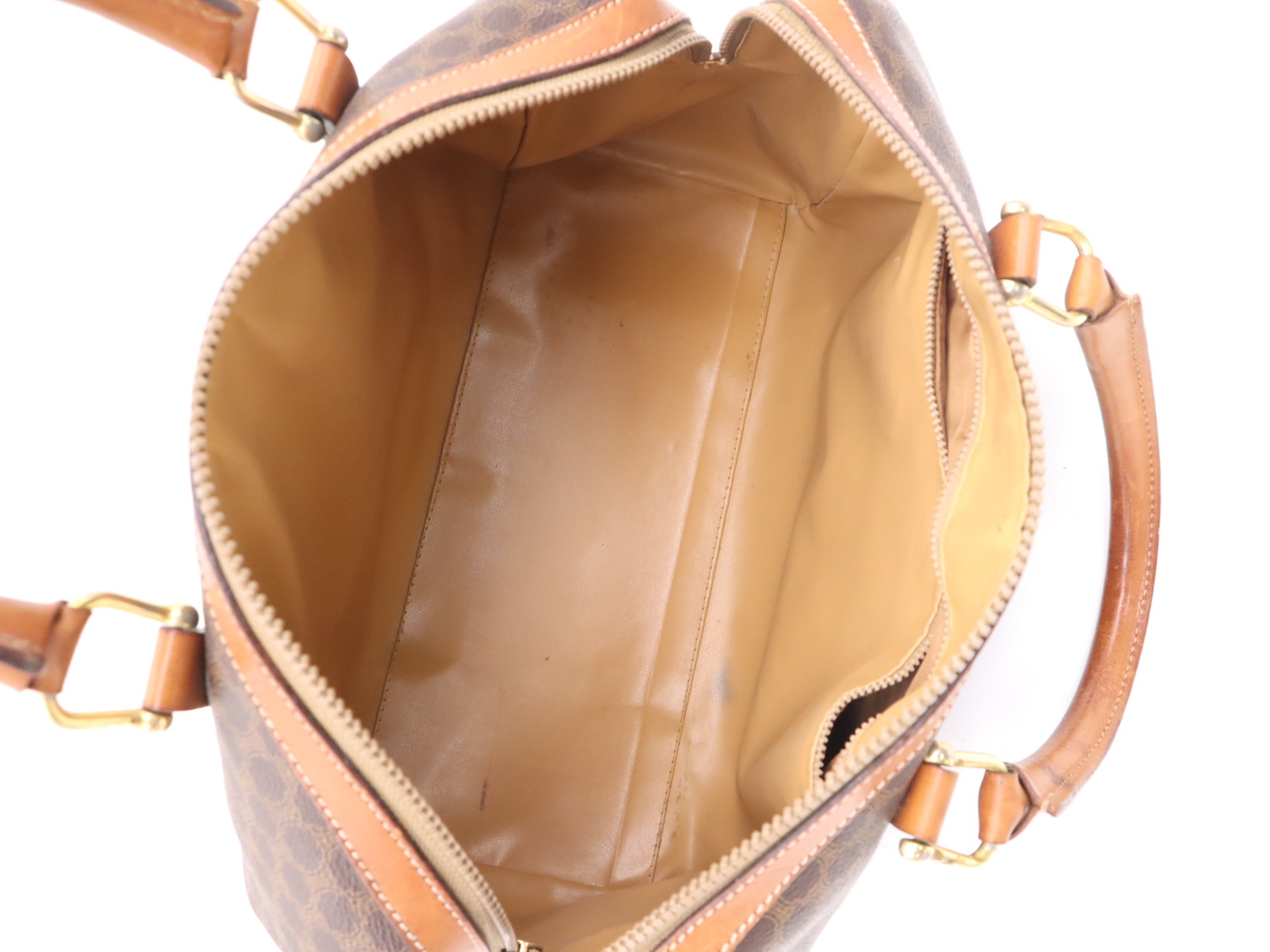 PVC/Leather Boston Bag, Macadam Pattern, Brown — view 7