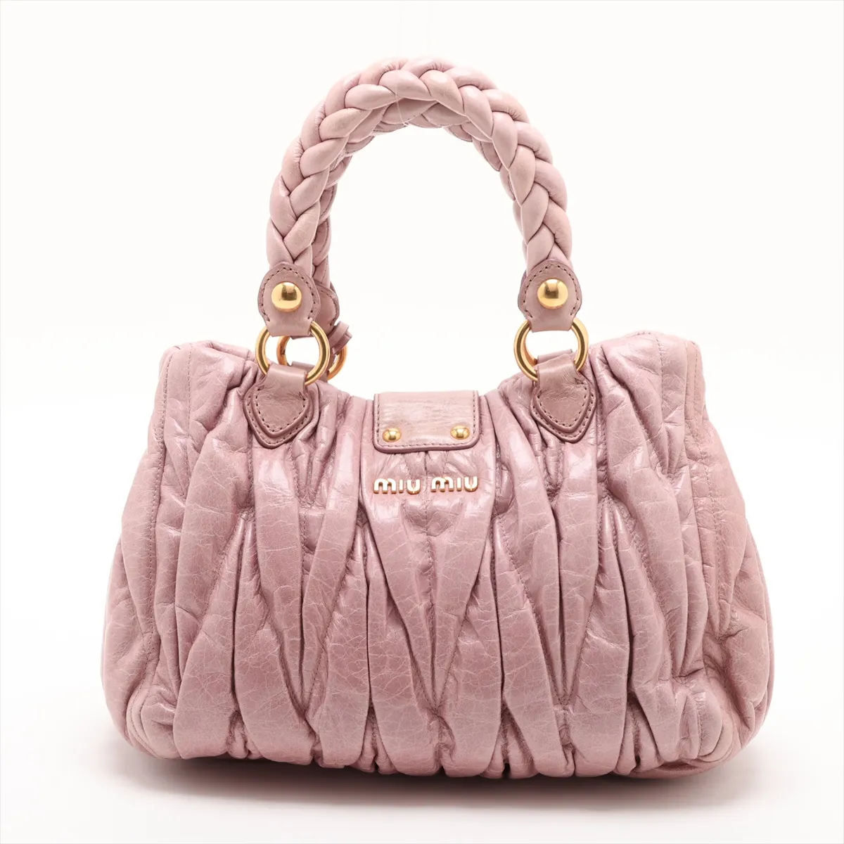 Matelassé Leather 2-Way Handbag, Pink — view 2