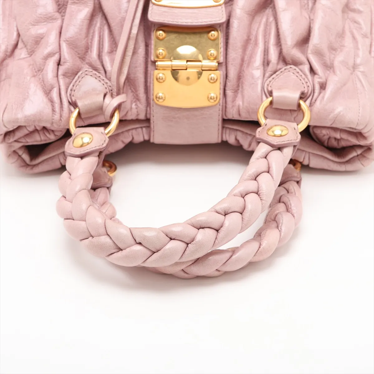 Matelassé Leather 2-Way Handbag, Pink — view 5