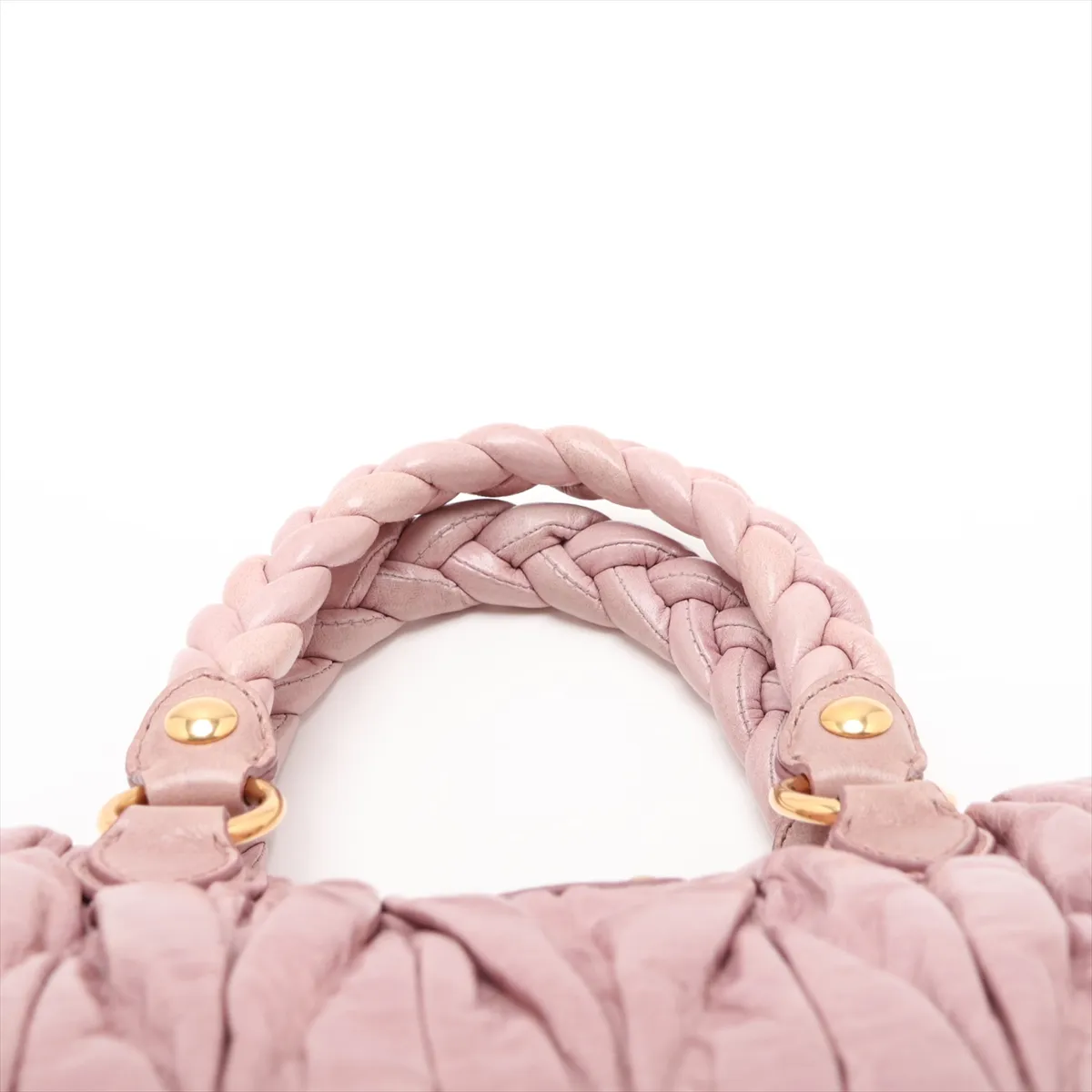 Matelassé Leather 2-Way Handbag, Pink — view 6