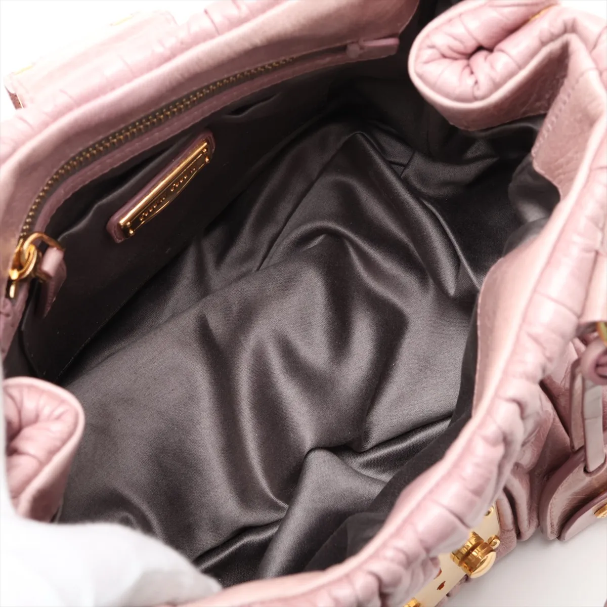 Matelassé Leather 2-Way Handbag, Pink — view 8