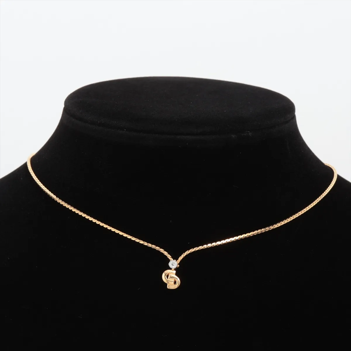 CD logo necklace, GP gold. Shows signs of wear, — view 5