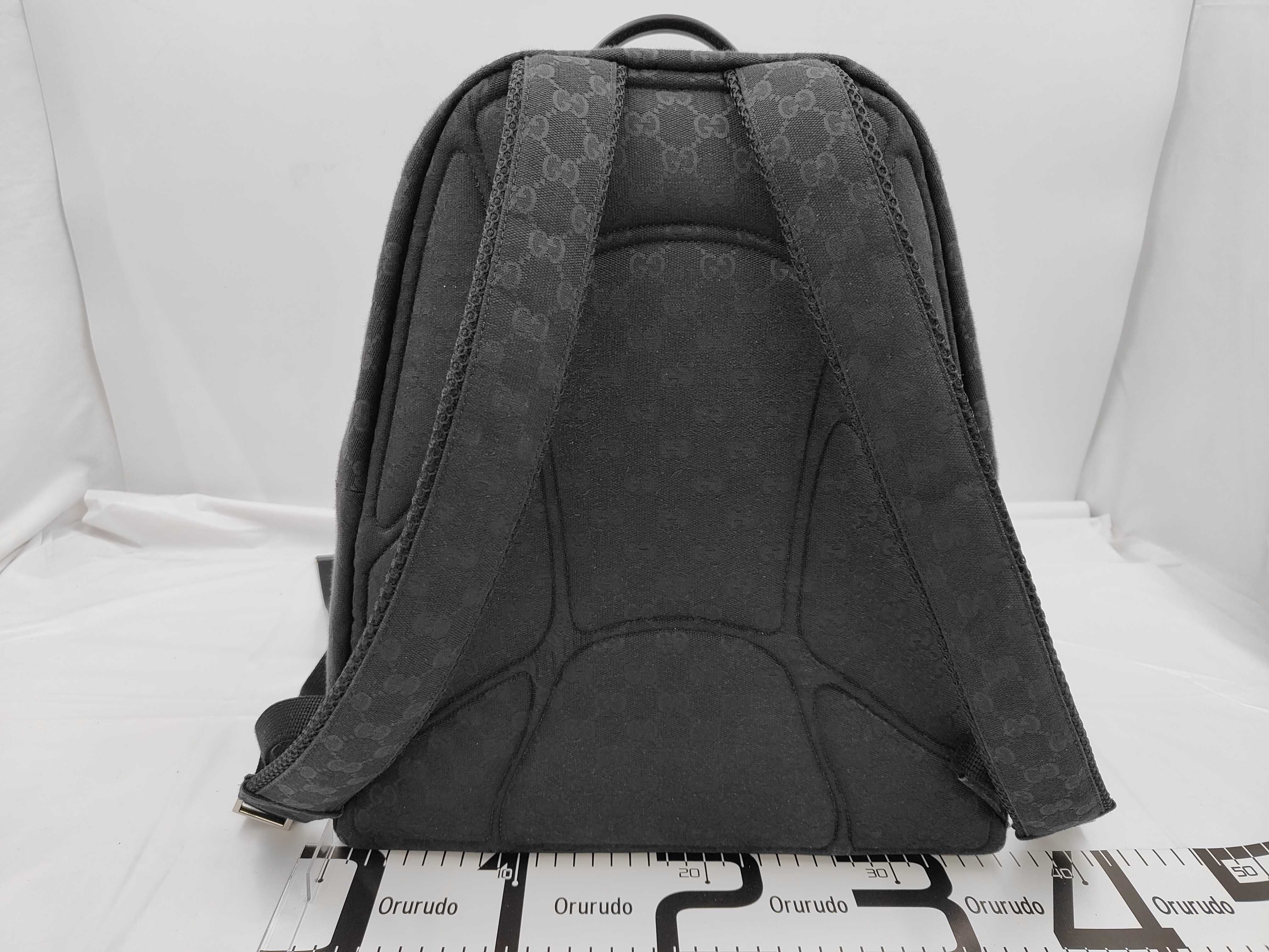824624/520981 GG Canvas Medium Backpack, Black with Silver Hardware, Canvas with Leather Logo on Bottom, Rucksack — view 2