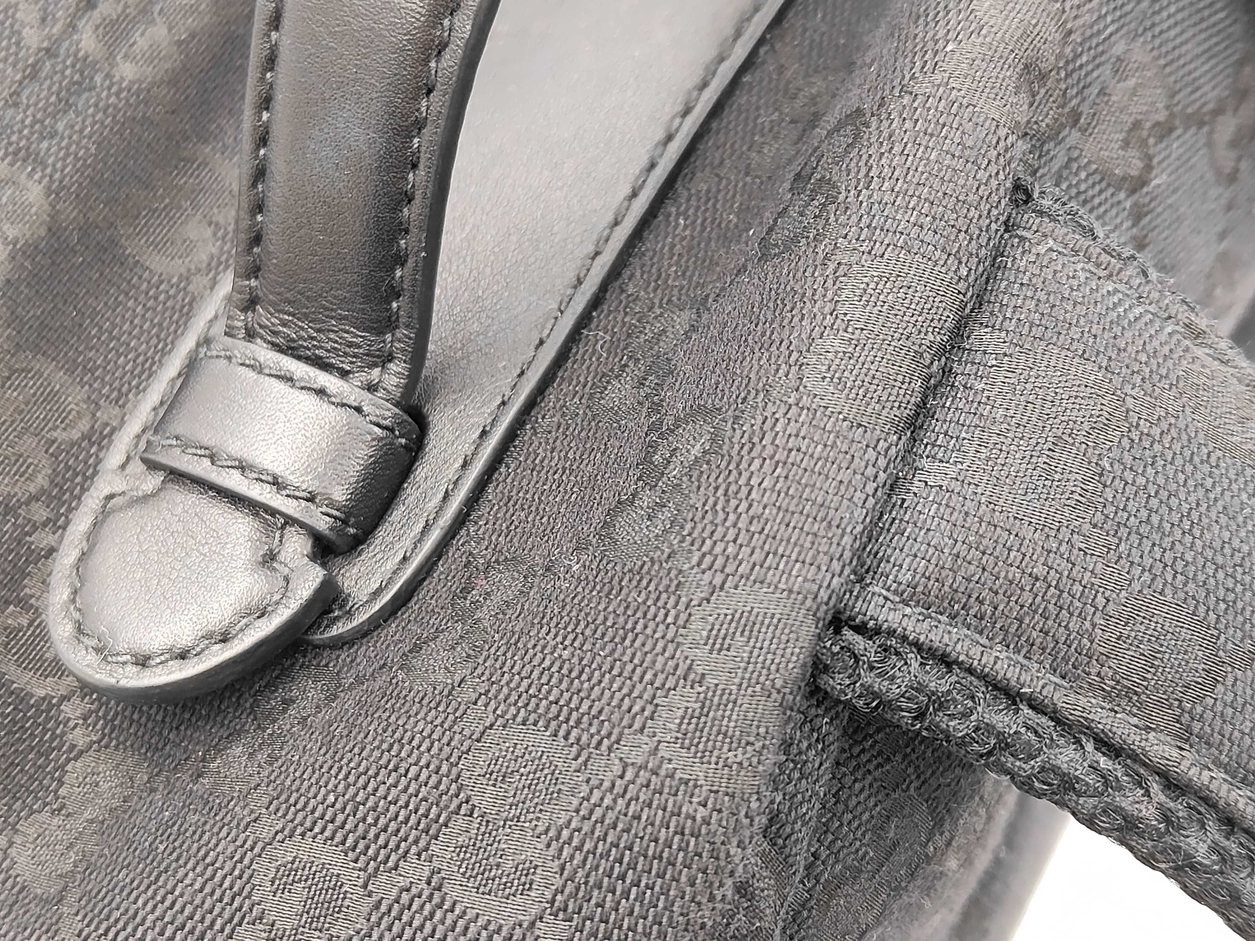 824624/520981 GG Canvas Medium Backpack, Black with Silver Hardware, Canvas with Leather Logo on Bottom, Rucksack — view 6
