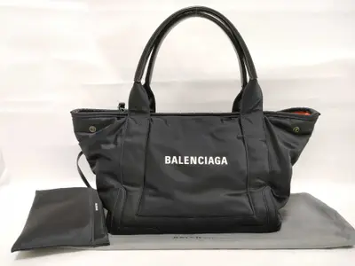 Navy Cabas Nylon x Leather Handbag Black 339933 Handbag