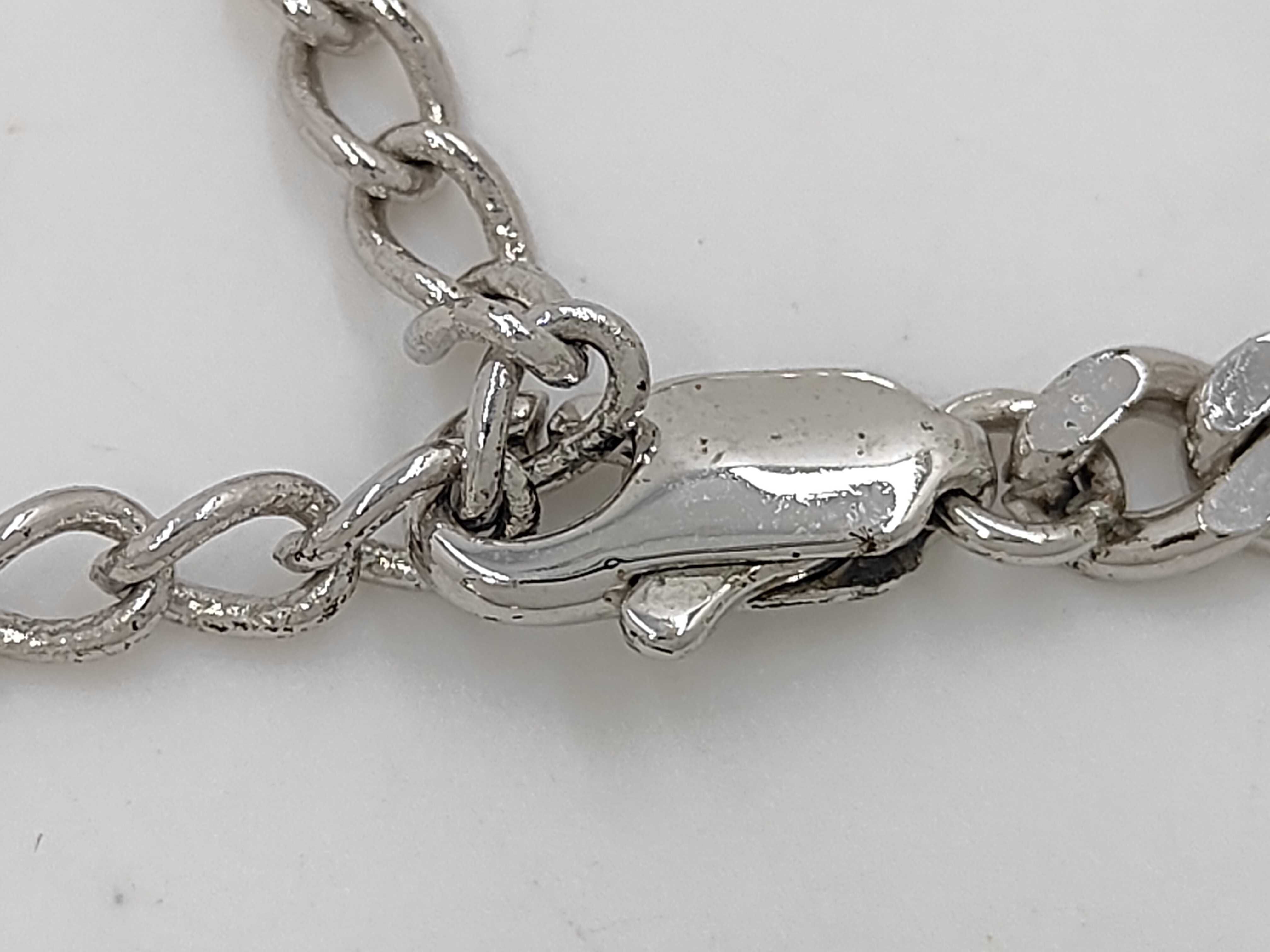 Logo Plate Ribbon Silver x Pink Choker Necklace — view 4