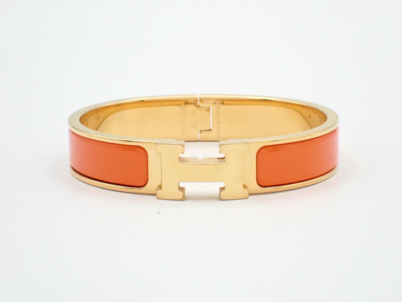 Click H Bangle, Orange/Gold Color, Wrist Circumference Approx. 15cm