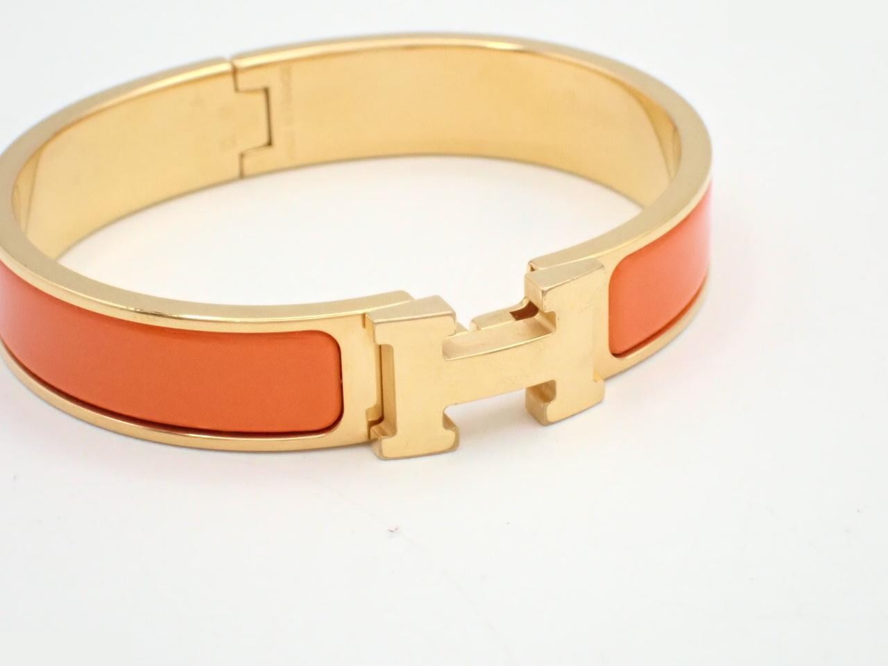 Click H Bangle, Orange/Gold Color, Wrist Circumference Approx. 15cm — view 3