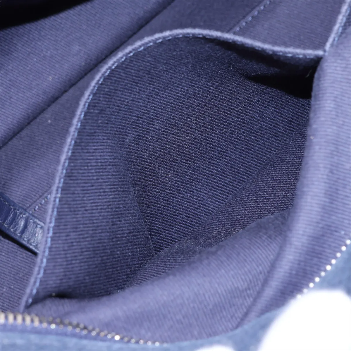 Deauville Canvas x Leather 2-Way Handbag, Navy, Silver Hardware, CEHHA56A, Random Plate — view 10