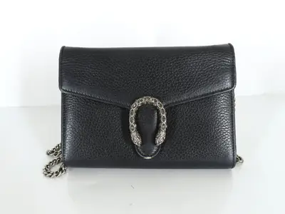 Dionysus 401231 Leather Chain Wallet Black Shoulder Bag