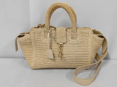 Baby Downtown Cabas Beige Raffia Handbag