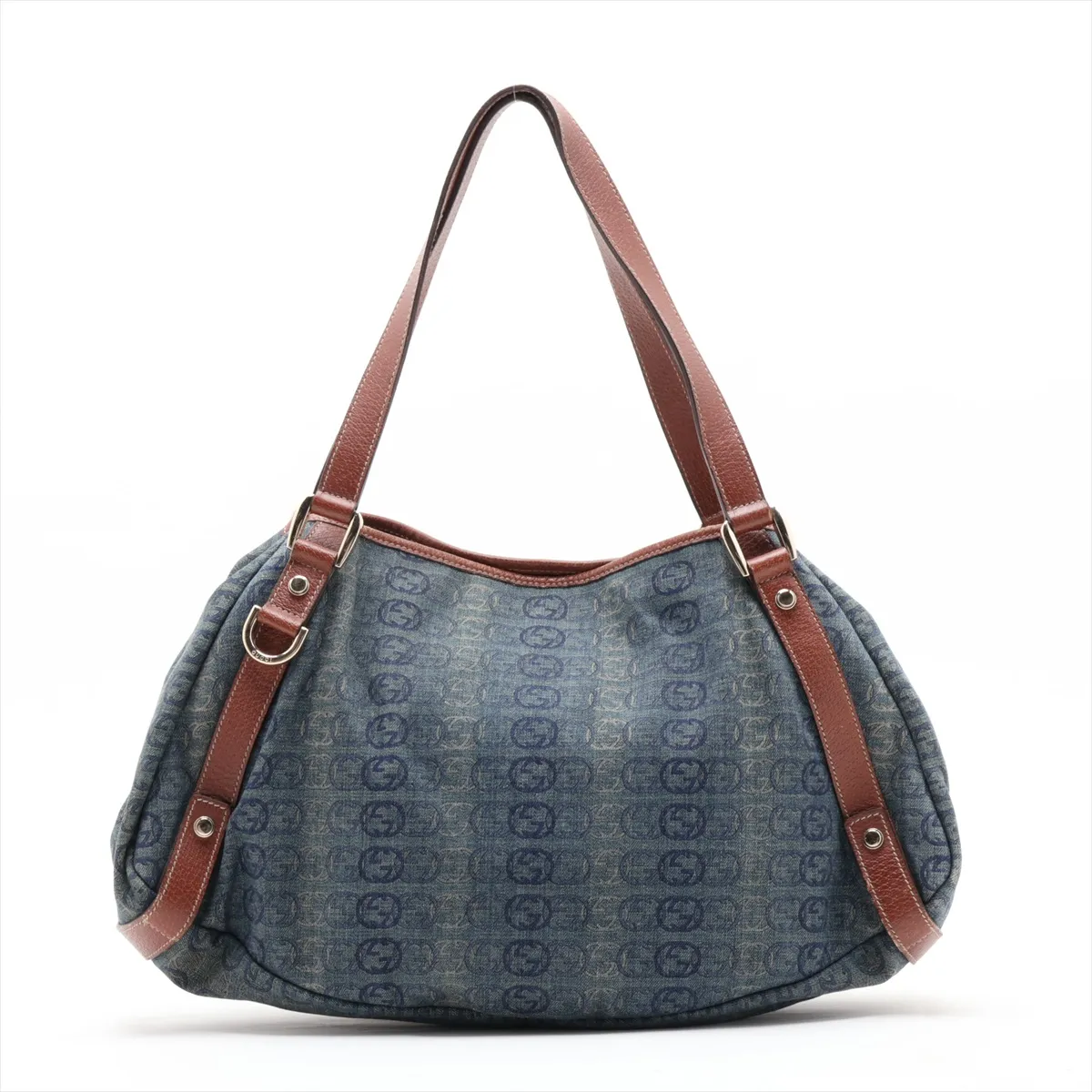 Interlocking G Abbey Denim x Leather Tote Bag, Blue, 130736 — view 2