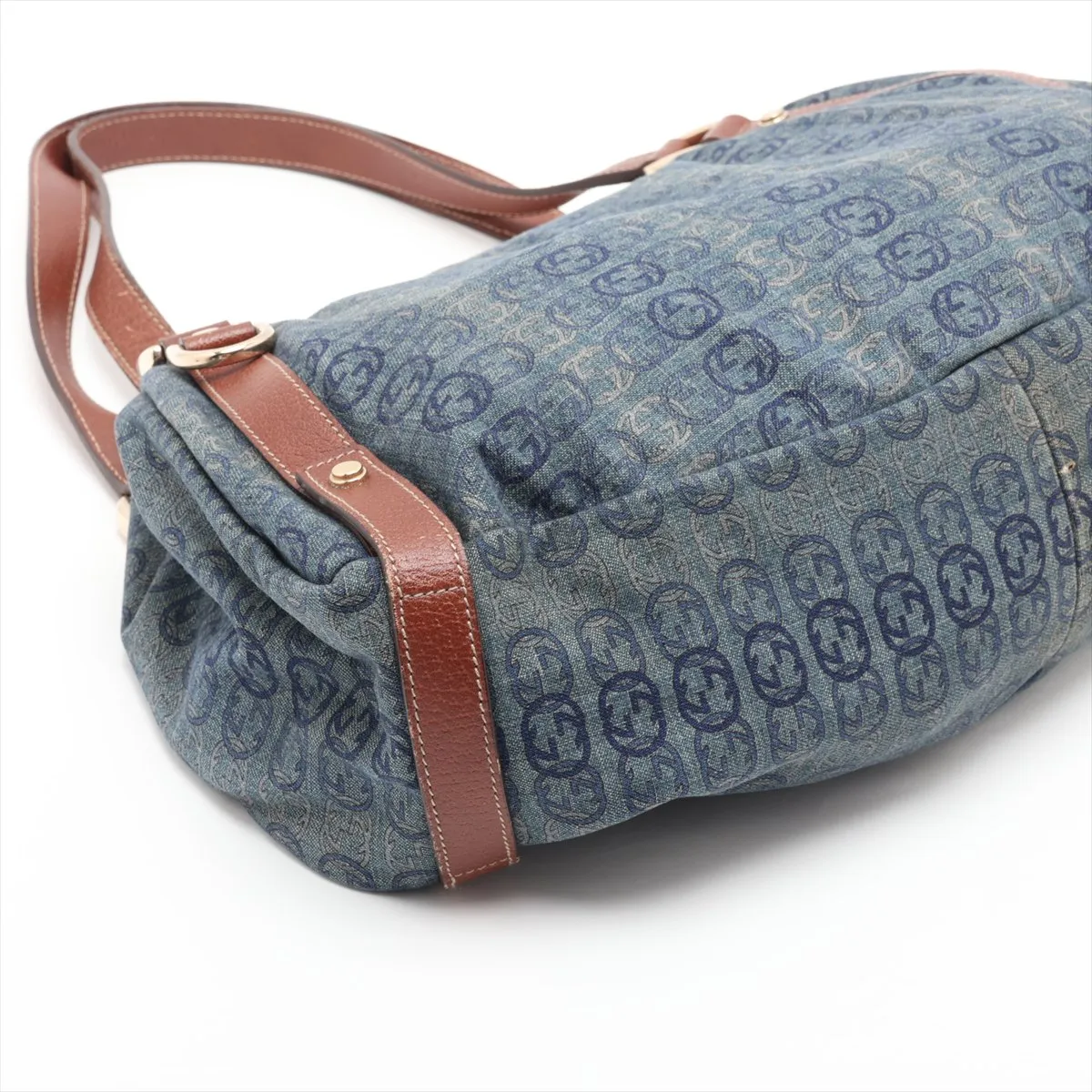 Interlocking G Abbey Denim x Leather Tote Bag, Blue, 130736 — view 4