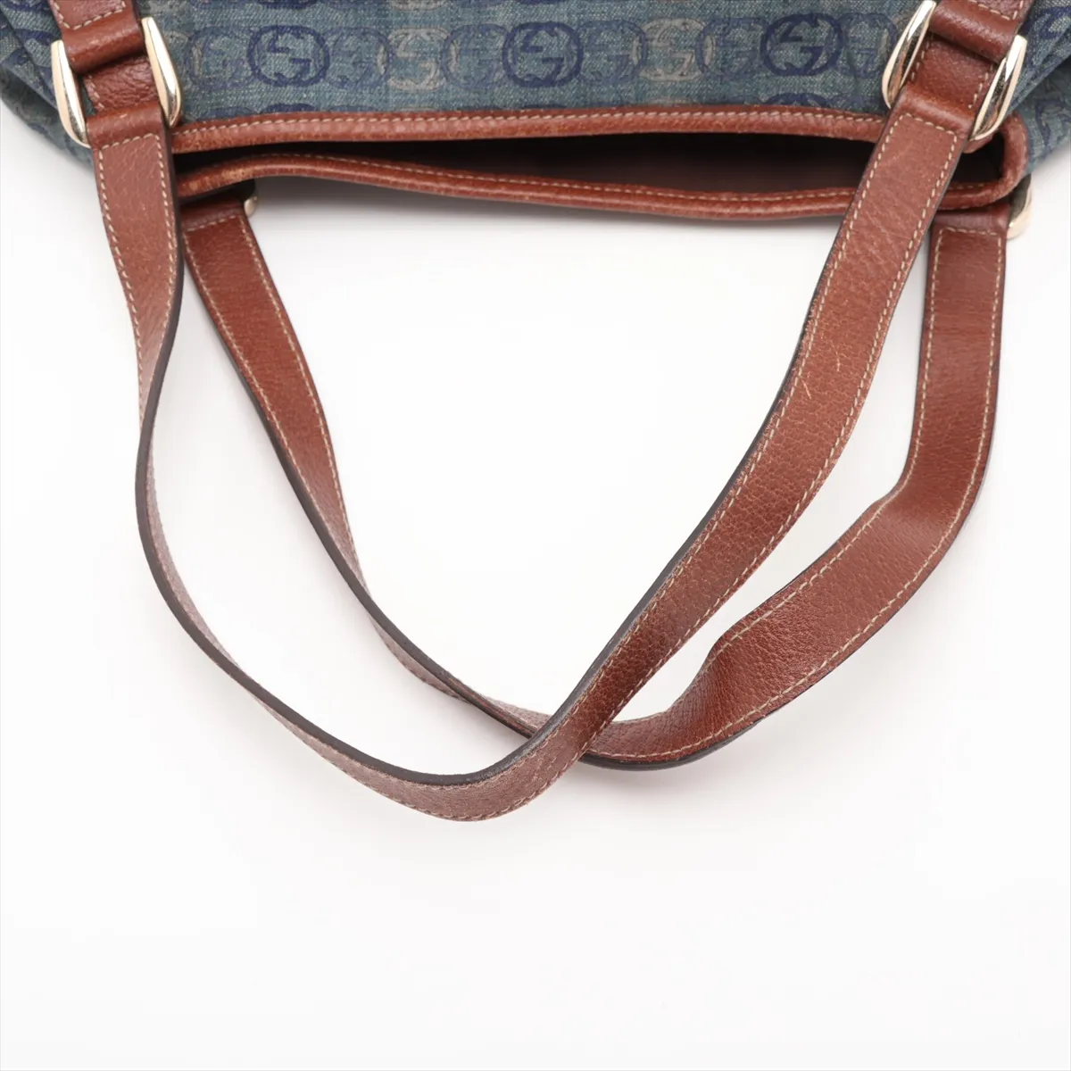 Interlocking G Abbey Denim x Leather Tote Bag, Blue, 130736 — view 5