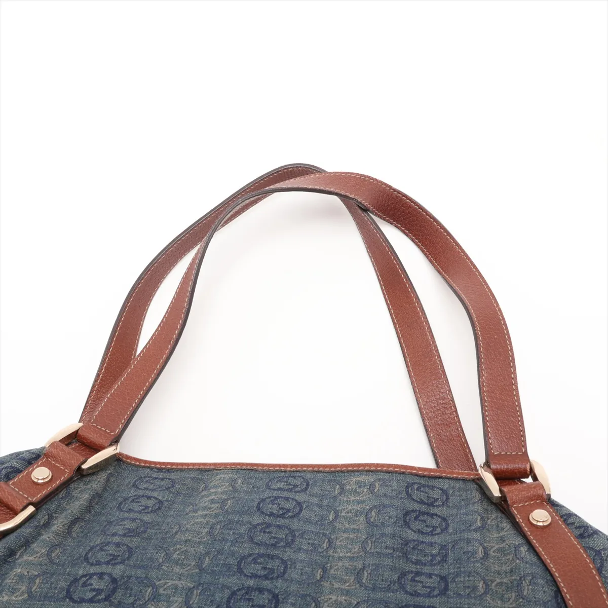 Interlocking G Abbey Denim x Leather Tote Bag, Blue, 130736 — view 6