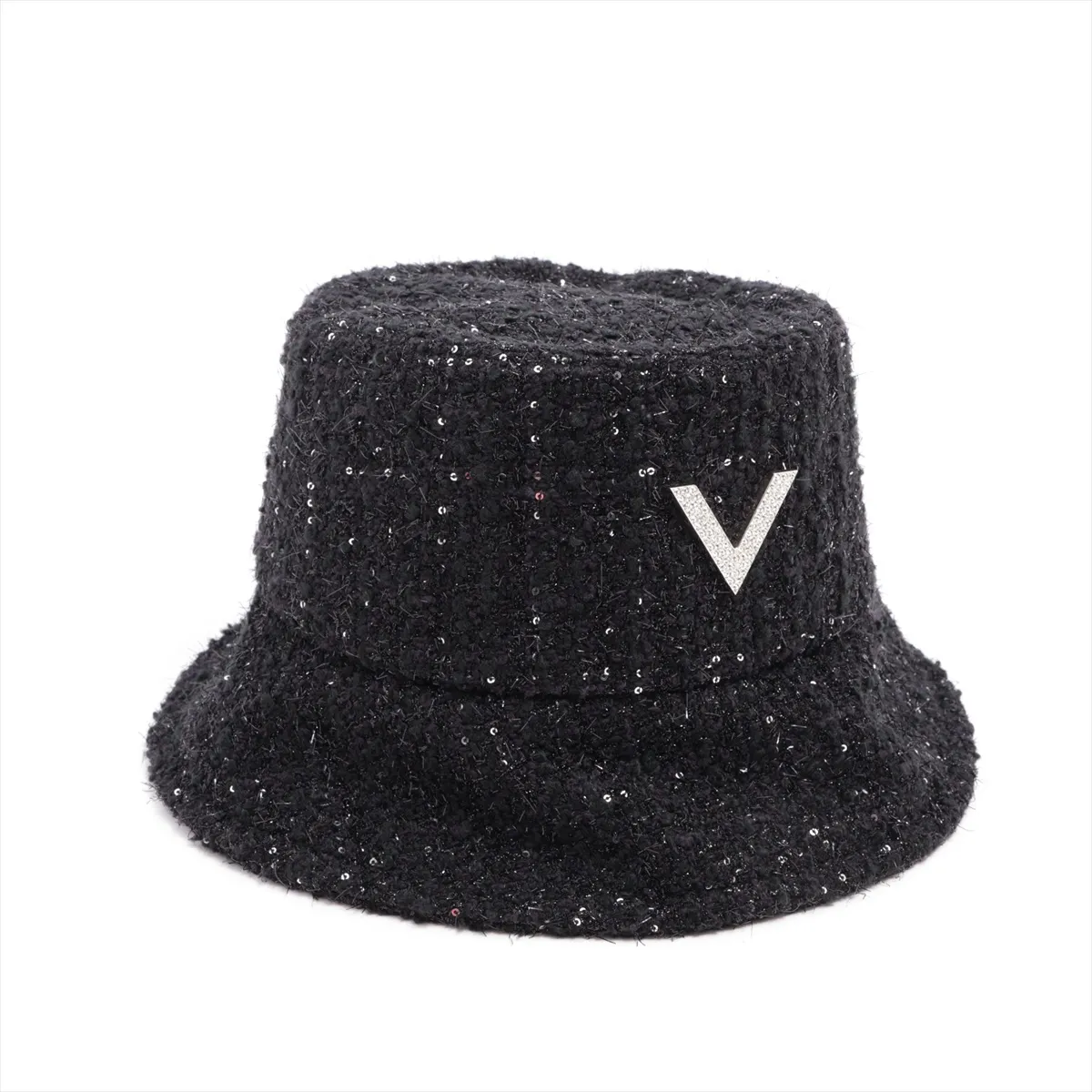 V-logo hat, size 57, cotton x rayon x nylon, black. — view 2