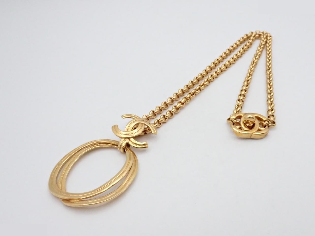 96P Turnlock Coco Mark Hoop Necklace Chain (approx. 60cm) — view 3