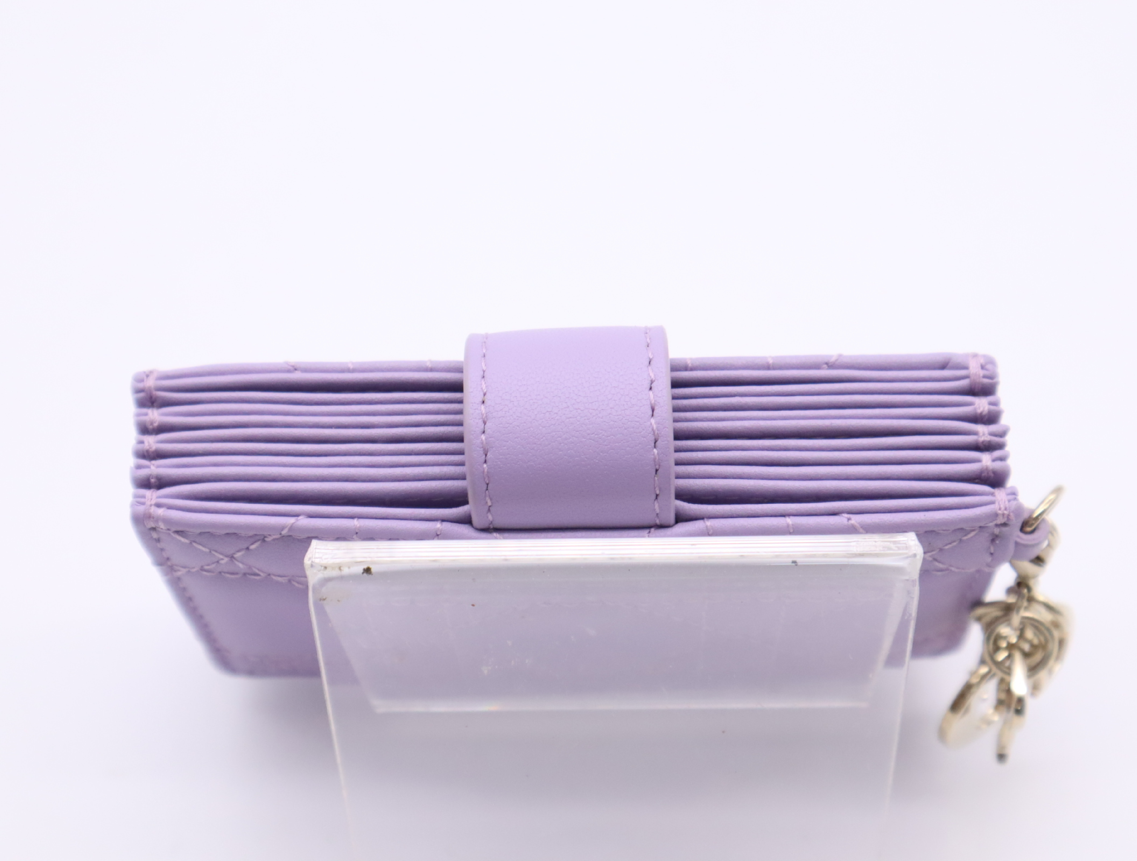 S0074ONMJ Cannage Lambskin Lady Jasmine Card Holder Purple Card Case — view 4