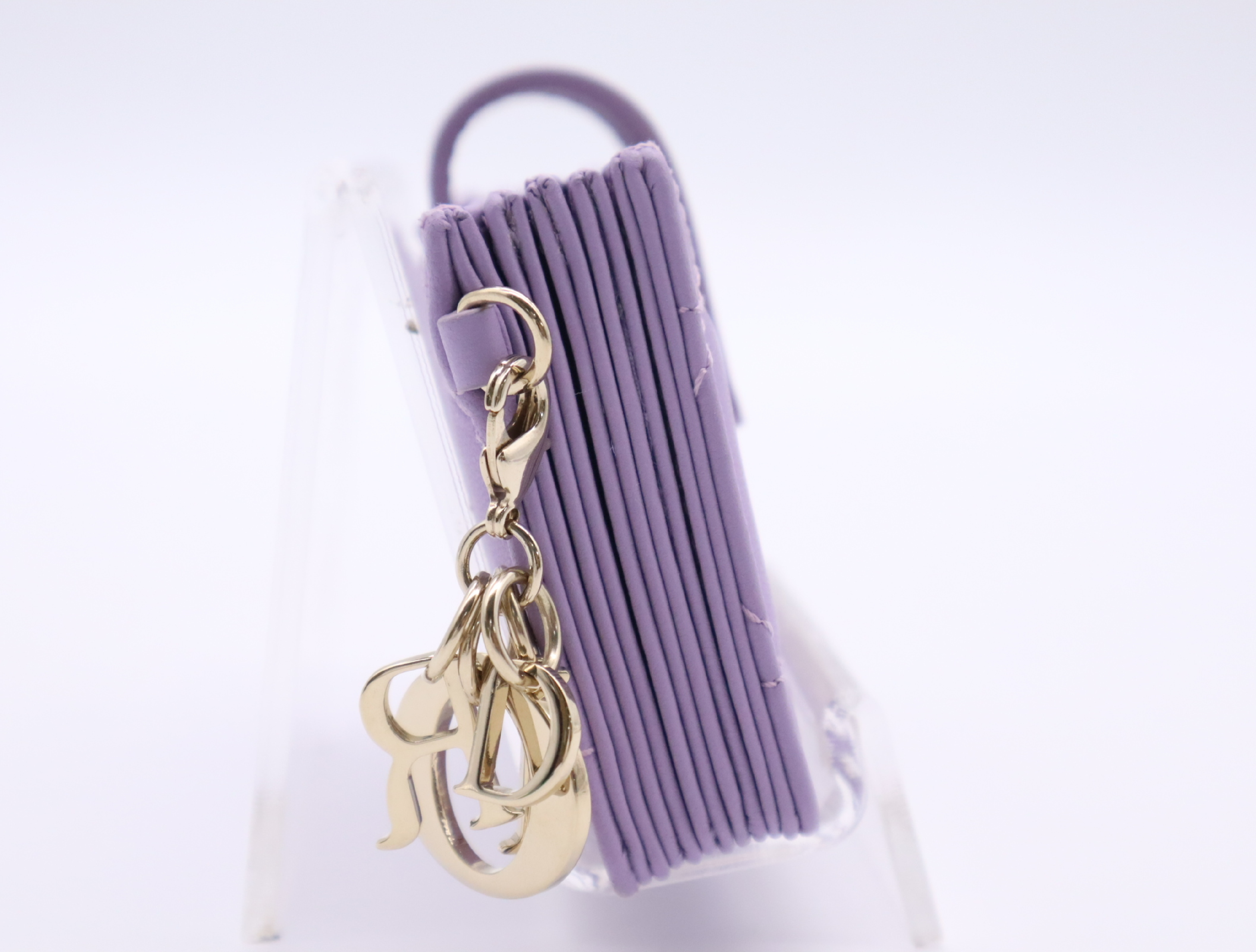 S0074ONMJ Cannage Lambskin Lady Jasmine Card Holder Purple Card Case — view 5