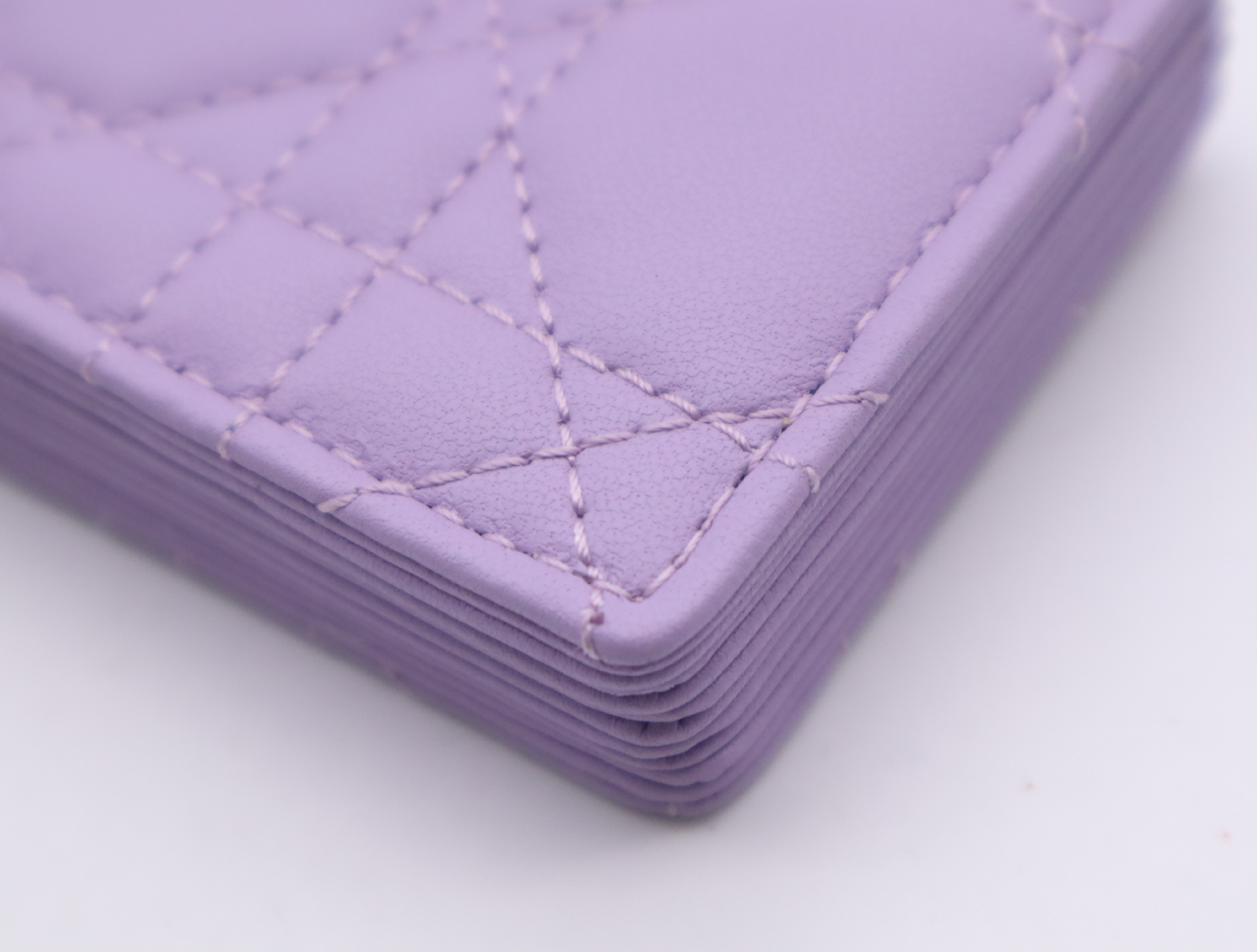 S0074ONMJ Cannage Lambskin Lady Jasmine Card Holder Purple Card Case — view 7