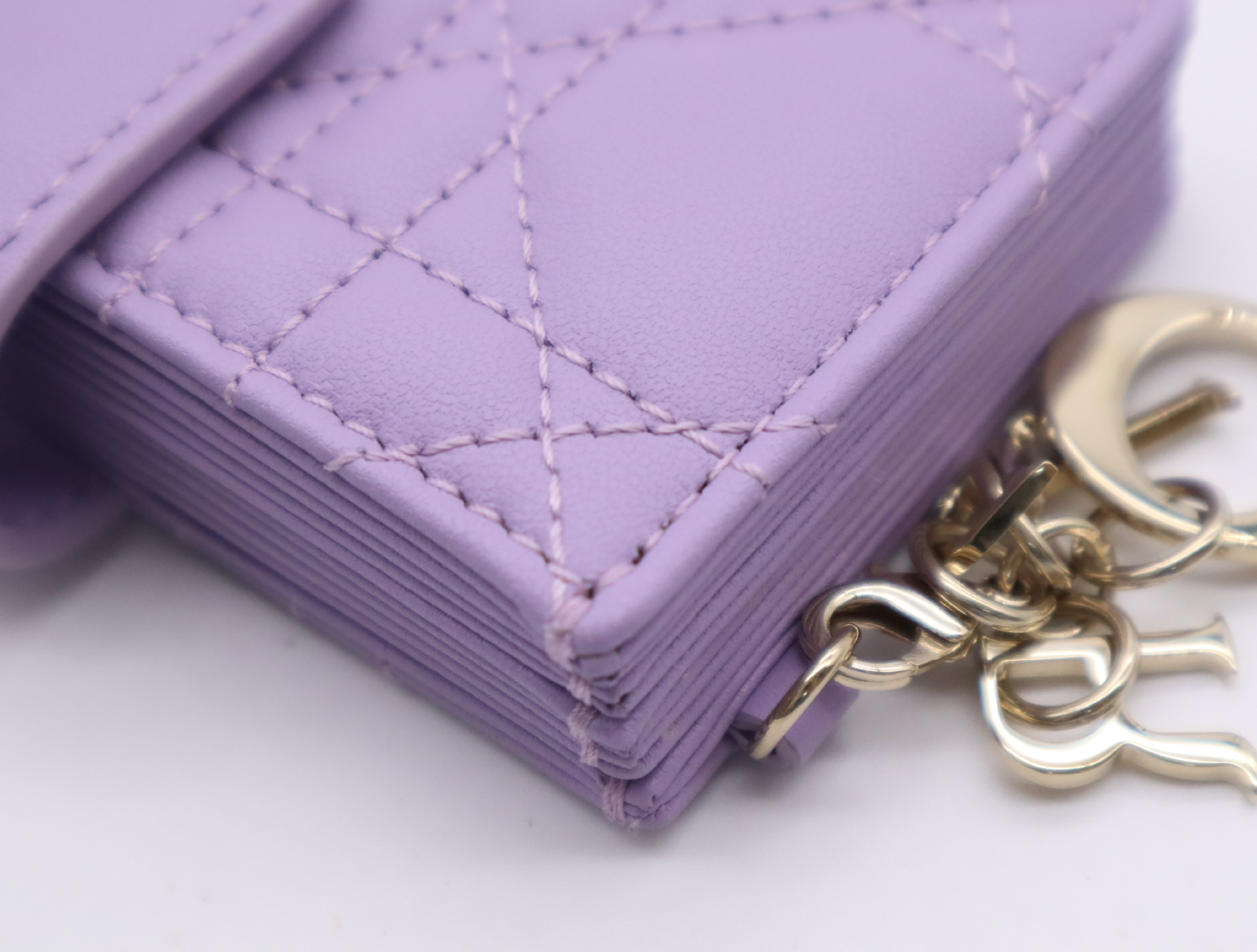 S0074ONMJ Cannage Lambskin Lady Jasmine Card Holder Purple Card Case — view 9